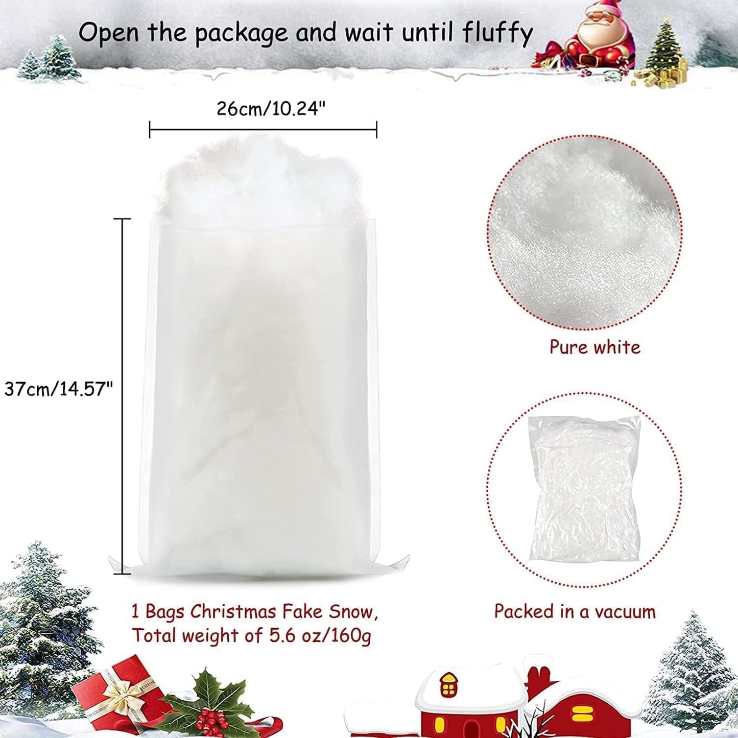 Skiennix Christmas Fake Snow Decor - Fluffy Fiber Artificial Snow Blankets for Indoor Winter Decoration