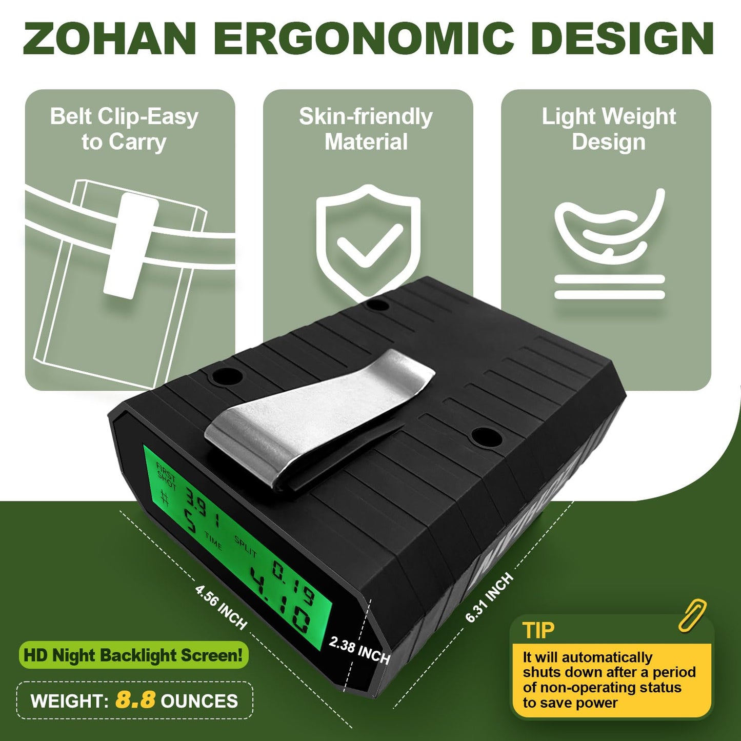 ZOHAN Upgraded Shot Timer for Shooting Competition - Shot Timers for Firearms with Improved Loud Buzzer, Dry Fire Practice, RO use, Total 4 Shooting Modes, Include Longlife Battery - with a Case