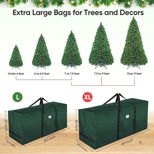 BALEINE Extra Large Christmas Tree Storage Bag - 7.5 ft with Reinforced Handles & Dual Zippers (Green, Pack of 2)