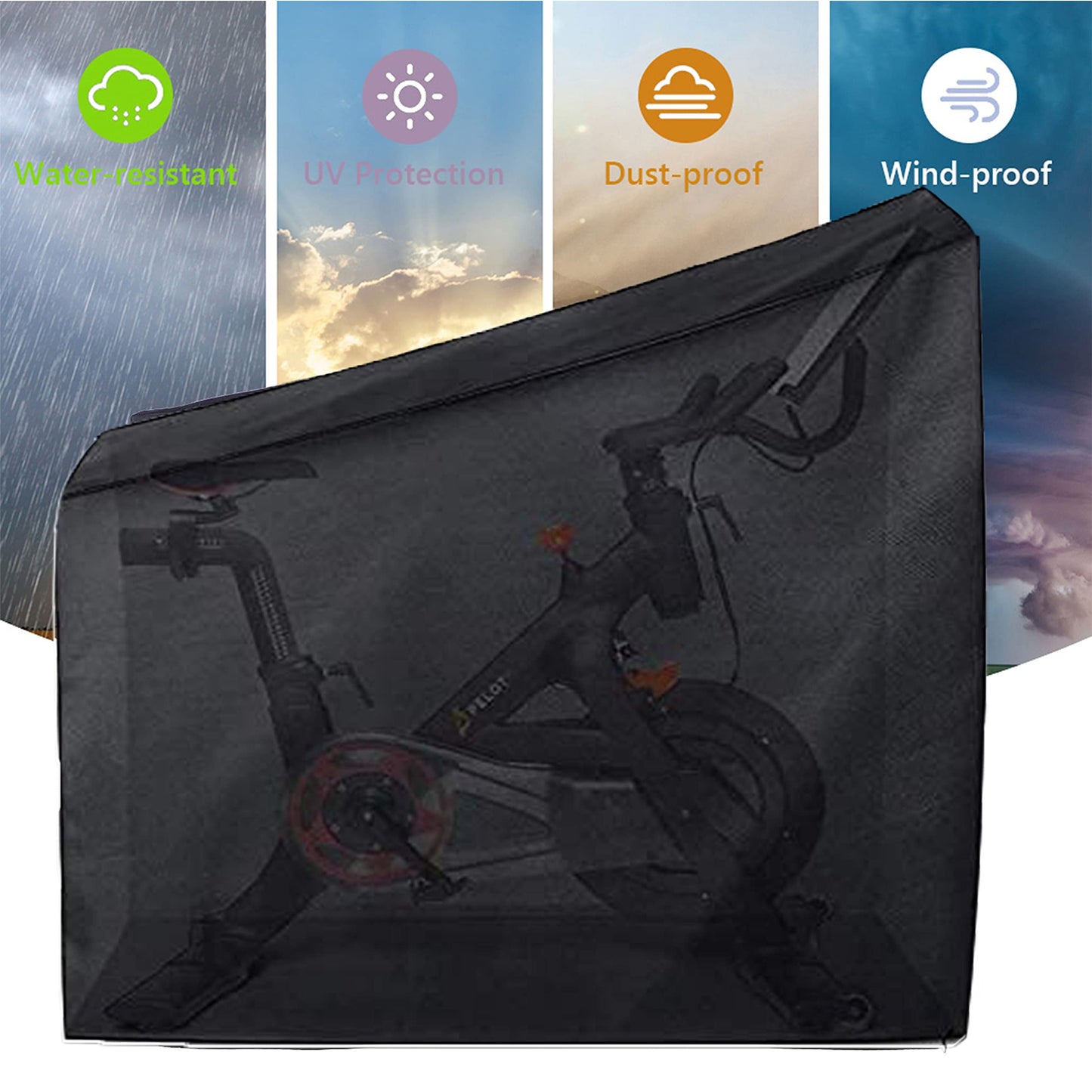 Exercise Bike Cover for Peloton Stationary Bike Upright Indoor Cycling Protective Cover Dustproof Waterproof Sunshine-Proof Out Door Bike Cover Black