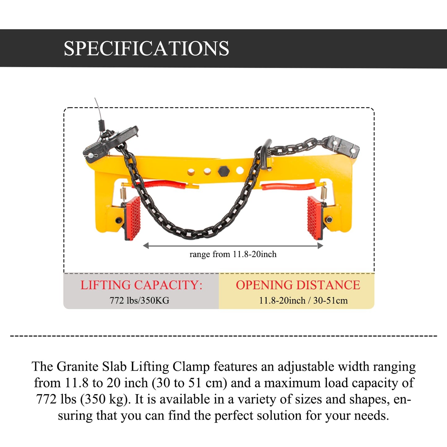 sliyxtwio Granite Slab Lifting Clamp 770lbs, Stone Lifting Clamps, Heavy Duty Lifting Clamps, Lifting Clamps for Granite Stone Marble Slate Rock Brick, Marble Lifting Clamps., FGSLC350