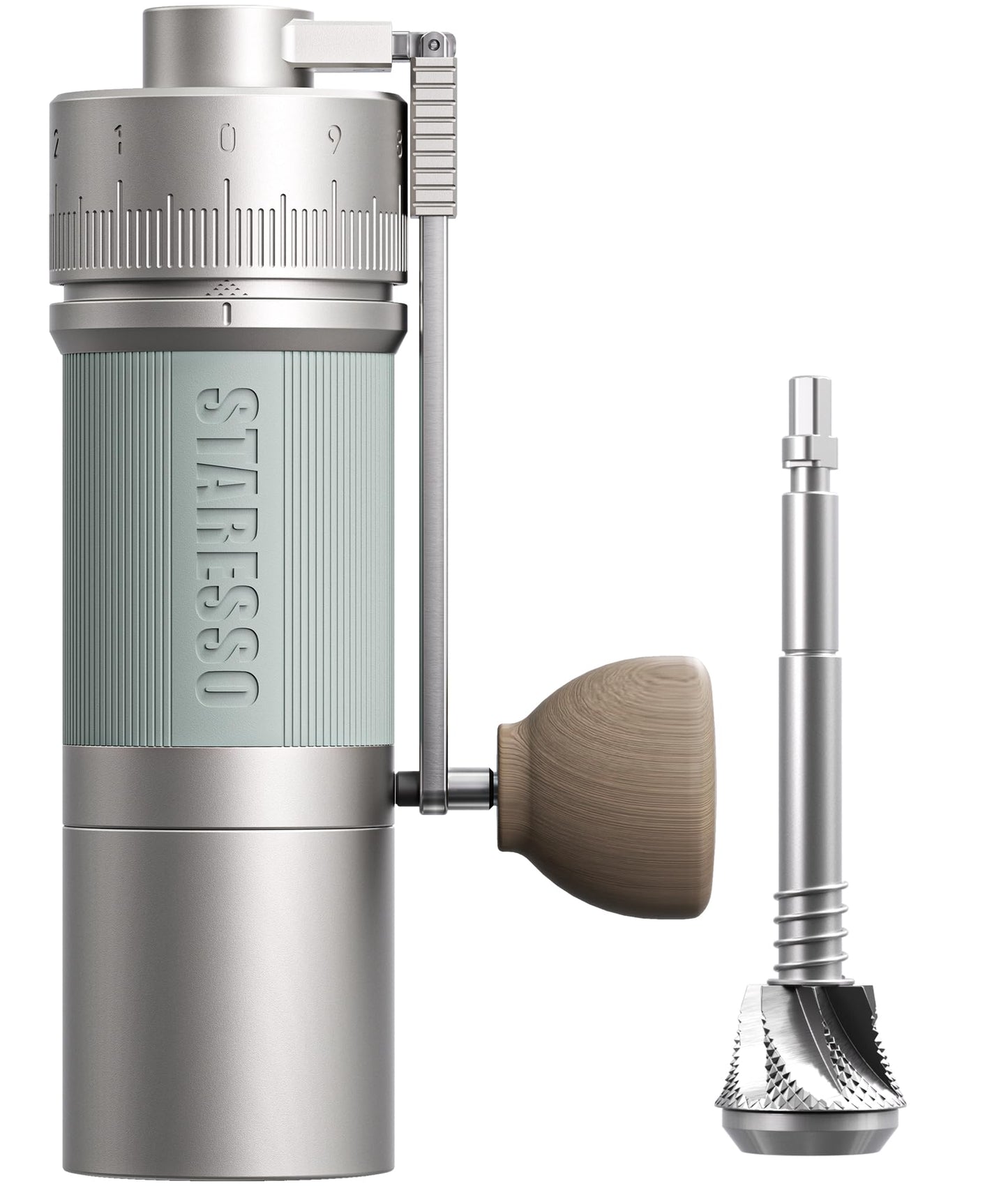 STARESSO D9 Manual Coffee Grinder, SwiftClean System | 0.008mm Ultra-Precise Adjustment | Professional Hand Grinder for Espresso, Pour Over (Starlight)