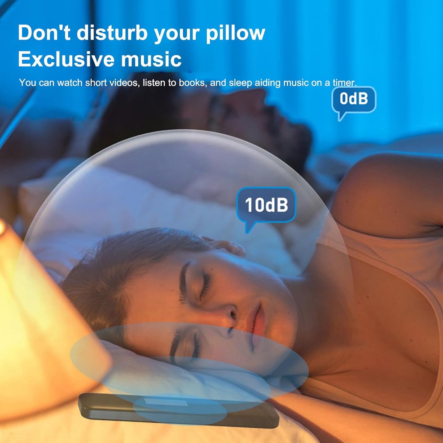 LICAEVEY 300mAh Pillow Speaker, Bone Conduction Cordless Bluetooth Music Sleep Speaker, Sleep Aid Speaker with Battery