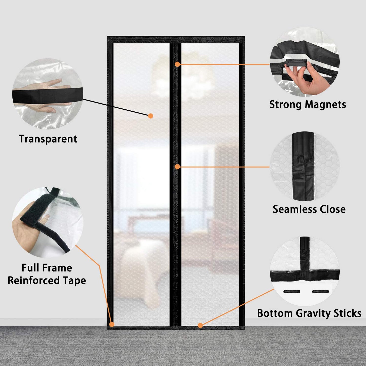 Insulated Curtain, Thermal Magnetic Self-Sealing EVA Screen, Keep Cold Out Door Cover Auto Closer for Kitchen, Bedroom, Air Conditioner Room, Fits Doors up to 34" x 80"