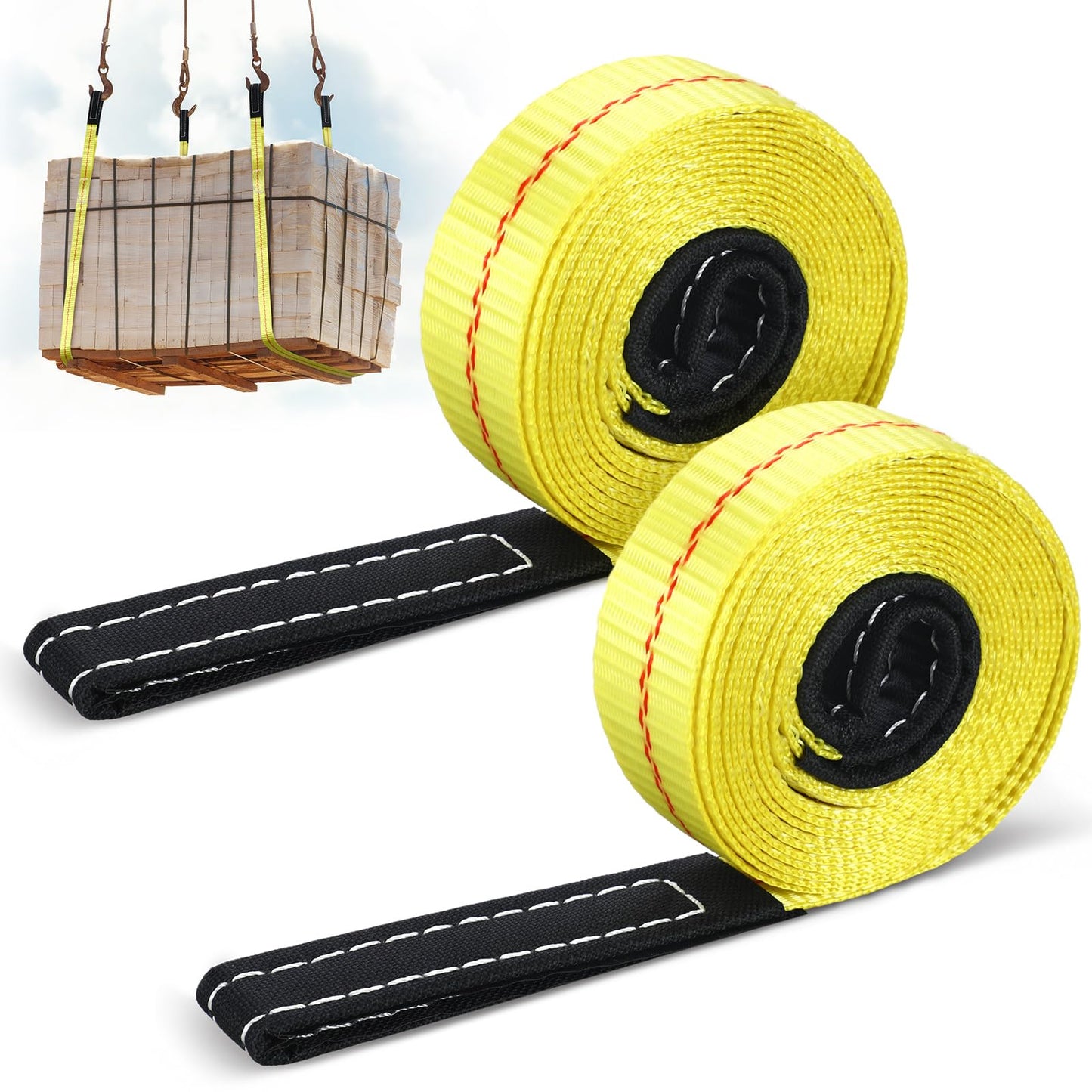 Shappy 2 Pcs 10' x 1" Lifting Sling Straps Heavy Duty Lifting Nylon Sling Web Slings Tree Saver Recovery Strap for Constructions, Steel, Trailer