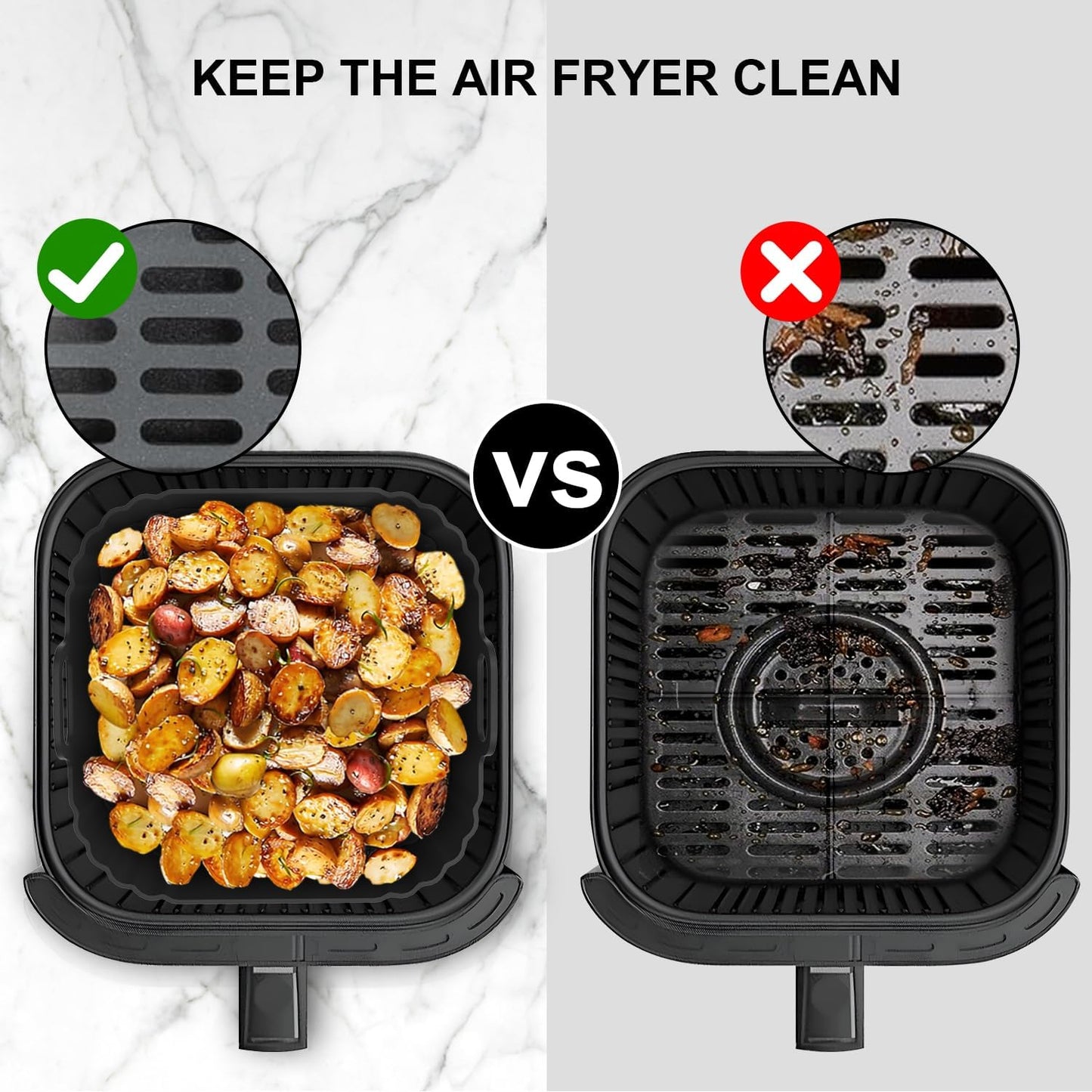 Square Silicone Air Fryer Liners by [Brand Name] - Reusable 8.5 Inch Accessories for Ninja & COSORI