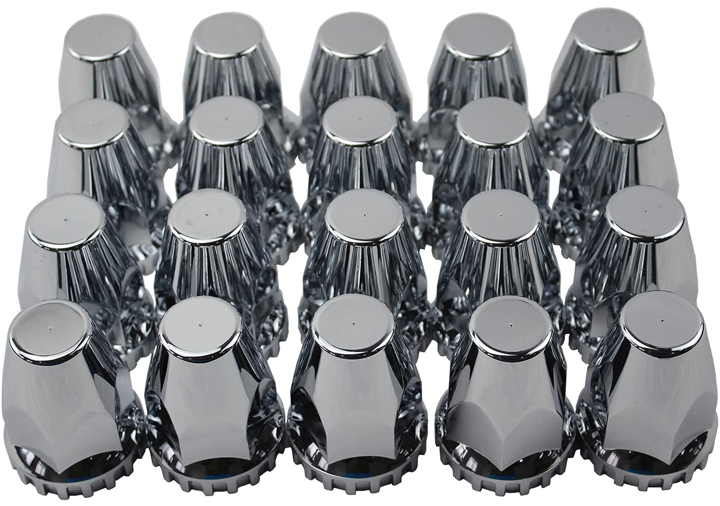 JIUXI ABS Chrome Plastic 33mm Thread-on Standard Lug Nut Covers for Semi Trucks (Pack of 20)