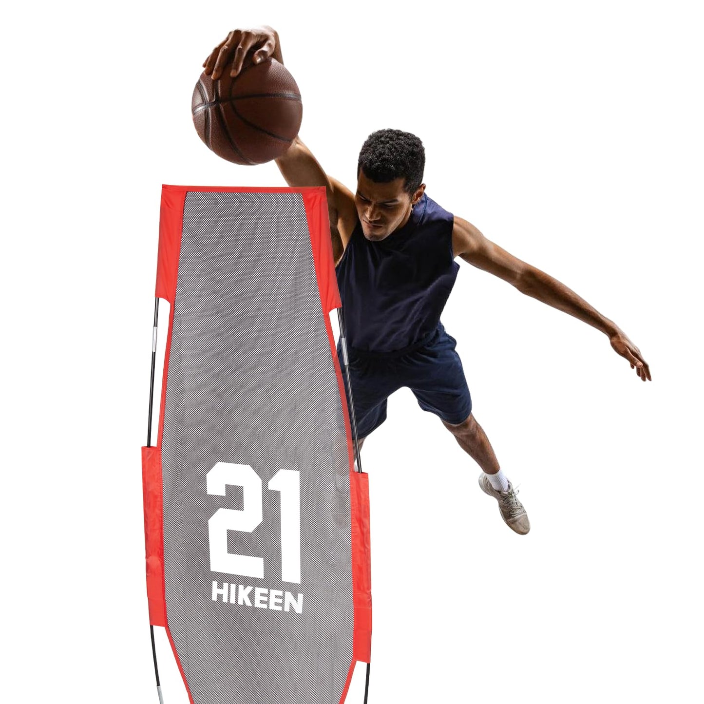 Hikeen Basketball Defender Dummy, Training Equipment for Practice Basketball Dribbling, Shooting, Passing - 2 Sizes Folding Poles, 4 Reinforced Base Sandbags