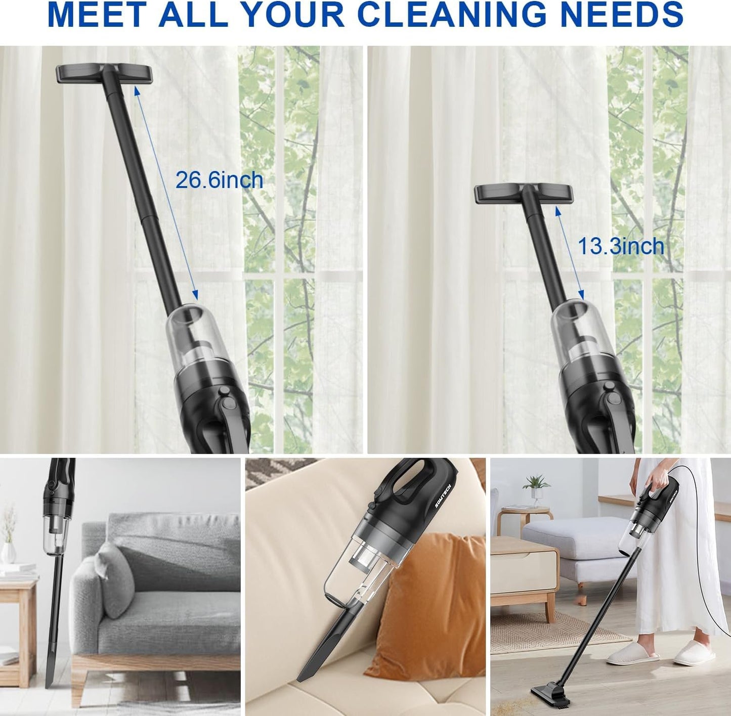 SOWTECH Corded Vacuum Cleaner - Powerful Lightweight Stick Vacuum for Hardwood Floors | 23Ft Long Cord