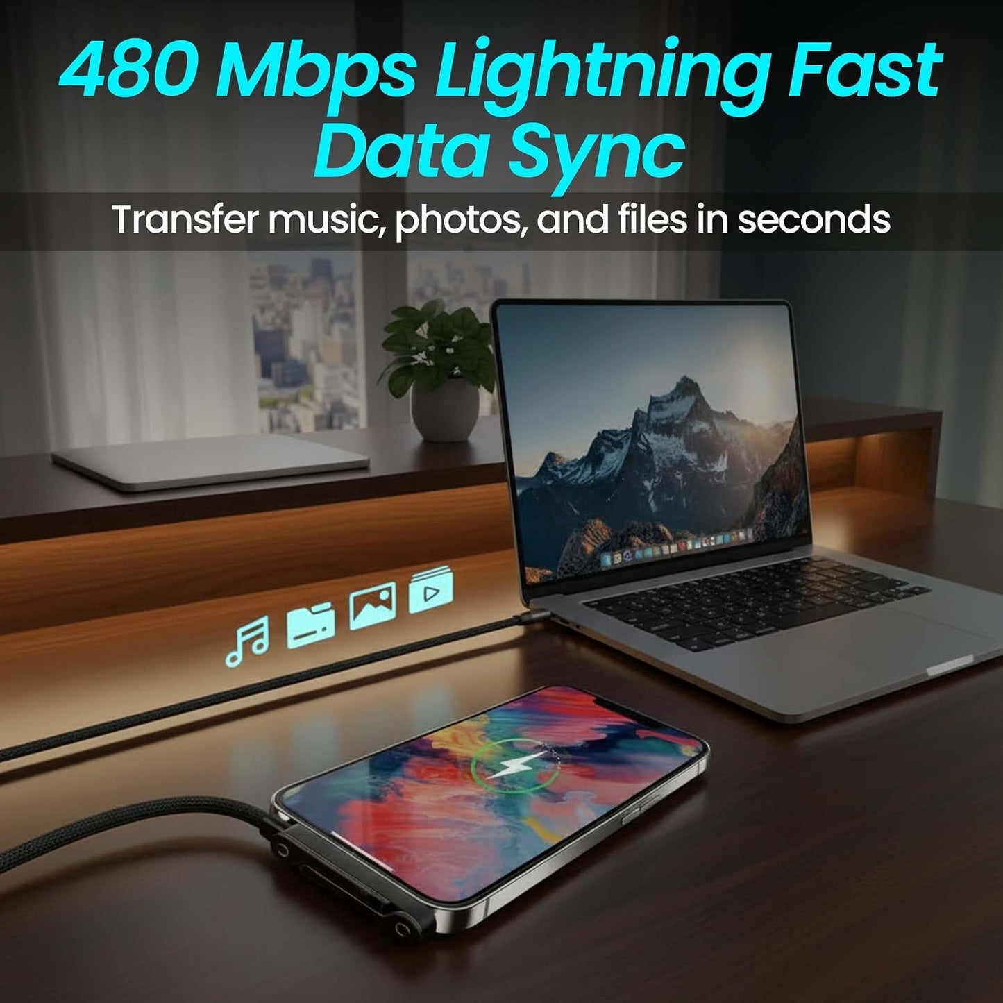AnacondaGrip 240W 240W Invisible Stand Type C Charger | Ultra-Fast Charging Cable with Stand Compatible for Tablet, PC