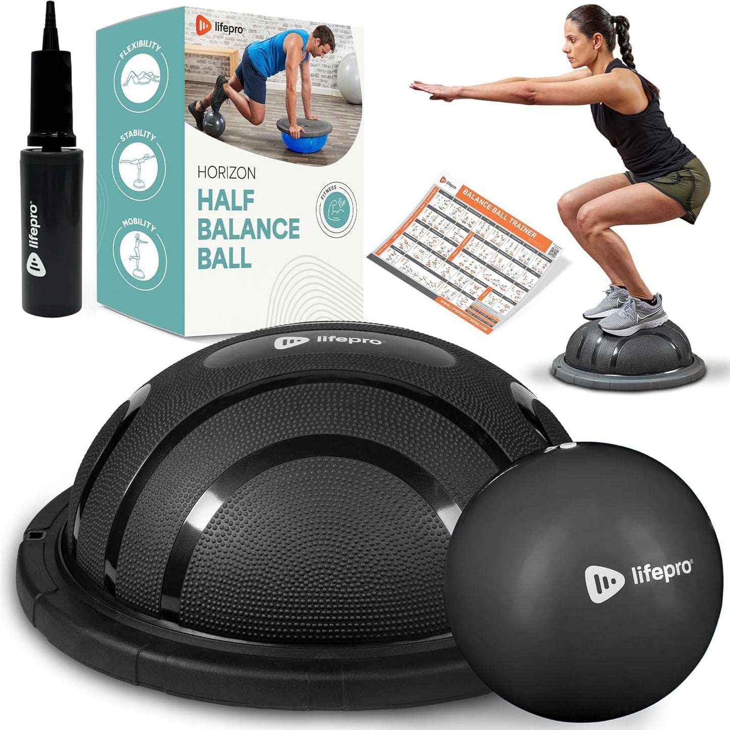 LifePro Horizon Half Balance Ball Trainer with 440 lb Capacity | Stability Ball for Home Gym & Physical Therapy | Full-Body Training Equipment for Core Strengthening