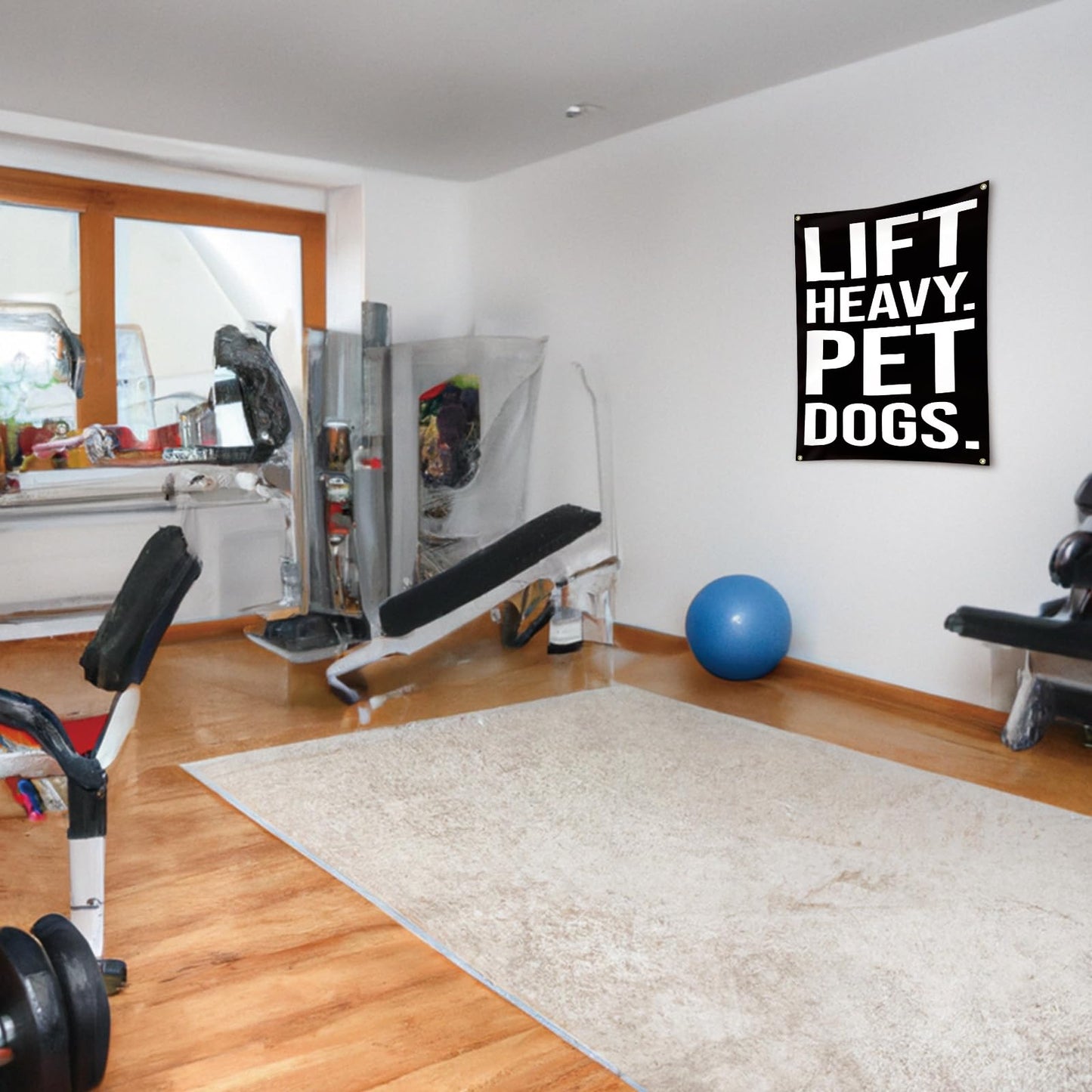 Lift Heavy Pet Dogs Flag Motivational Home Gym Flag Banner Office Gym Wall Decor Fitness Lifting Flag with 4 Brass Grommets for Home Garage Gym decor 2x3 Feet