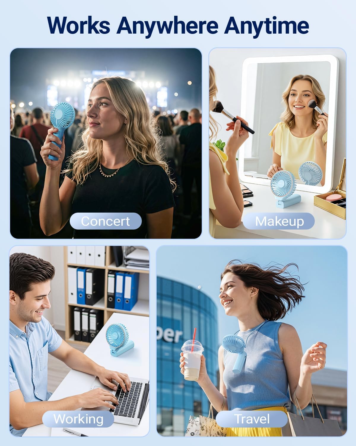 Sweetfull Handheld Portable Fan - 5000mAh Rechargeable Battery, 6 Speed Wind, LED Display | Mini Travel Fan