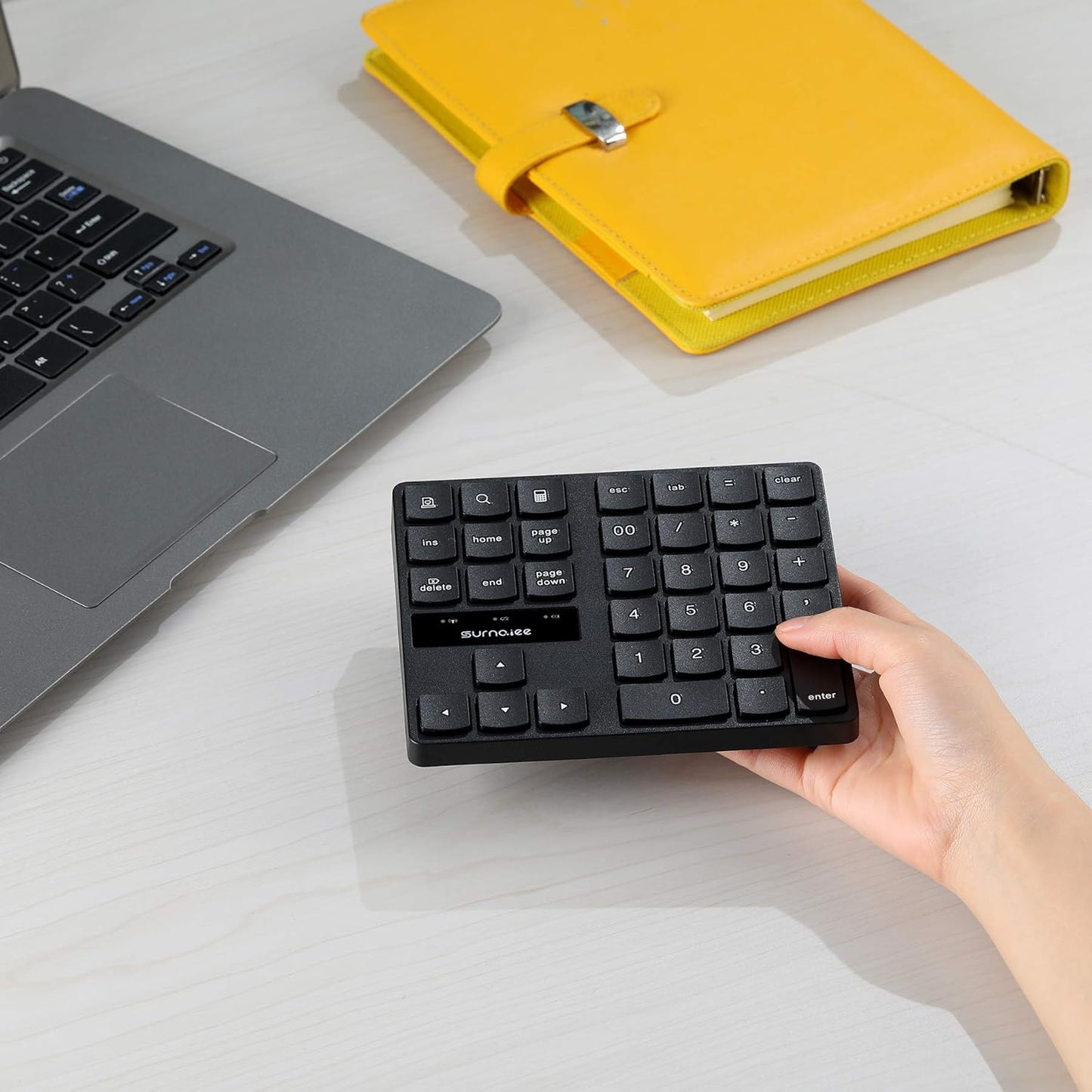 SurnQiee 2.4G 35-Keys Wireless Numeric Keypad, Rechargeable Number Pad for Efficient Data Input
