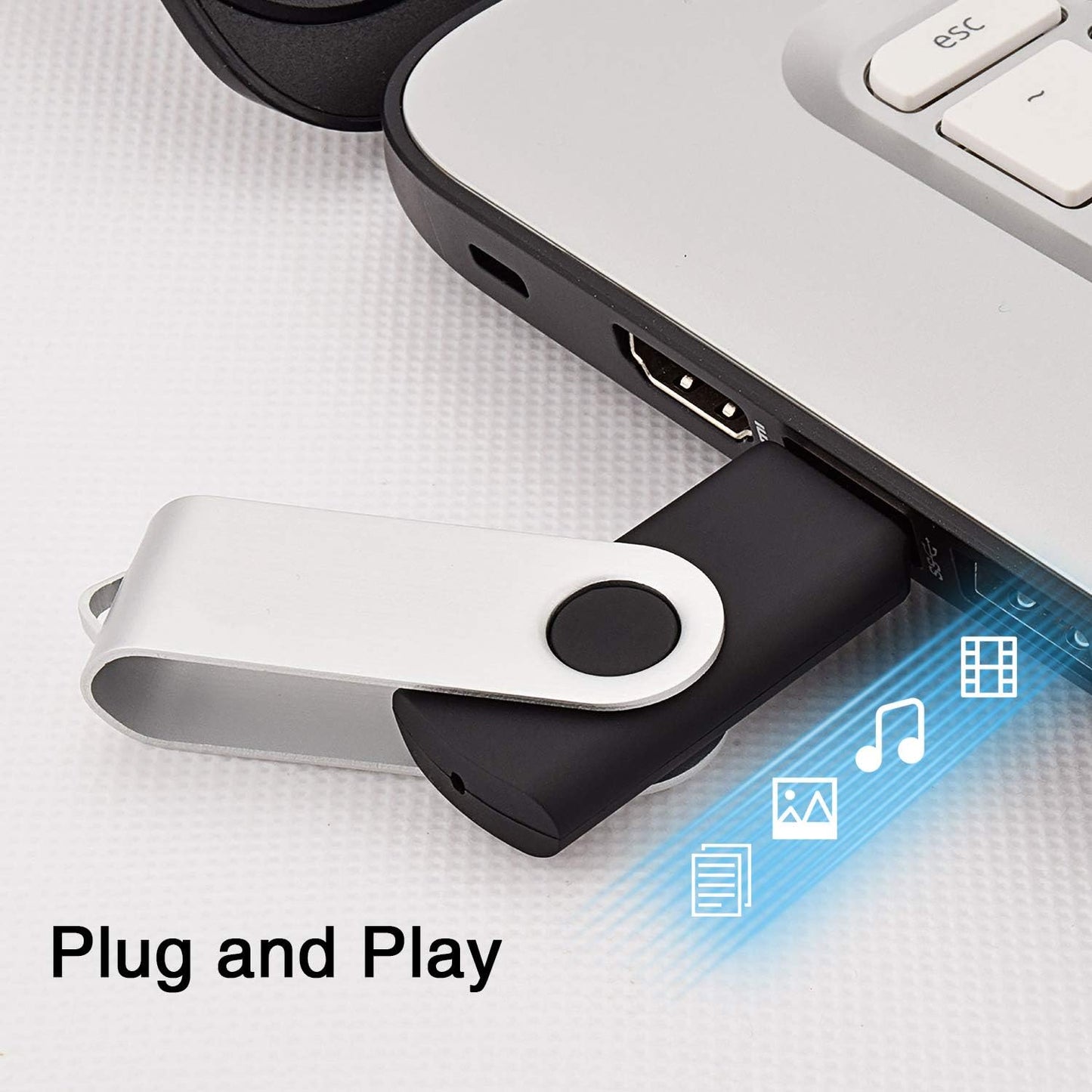KOOTION 10 1GB 1gb X USB Flash Drive Flash Drive Swivel Thumb Drive Memory Stick Keychain Design Black