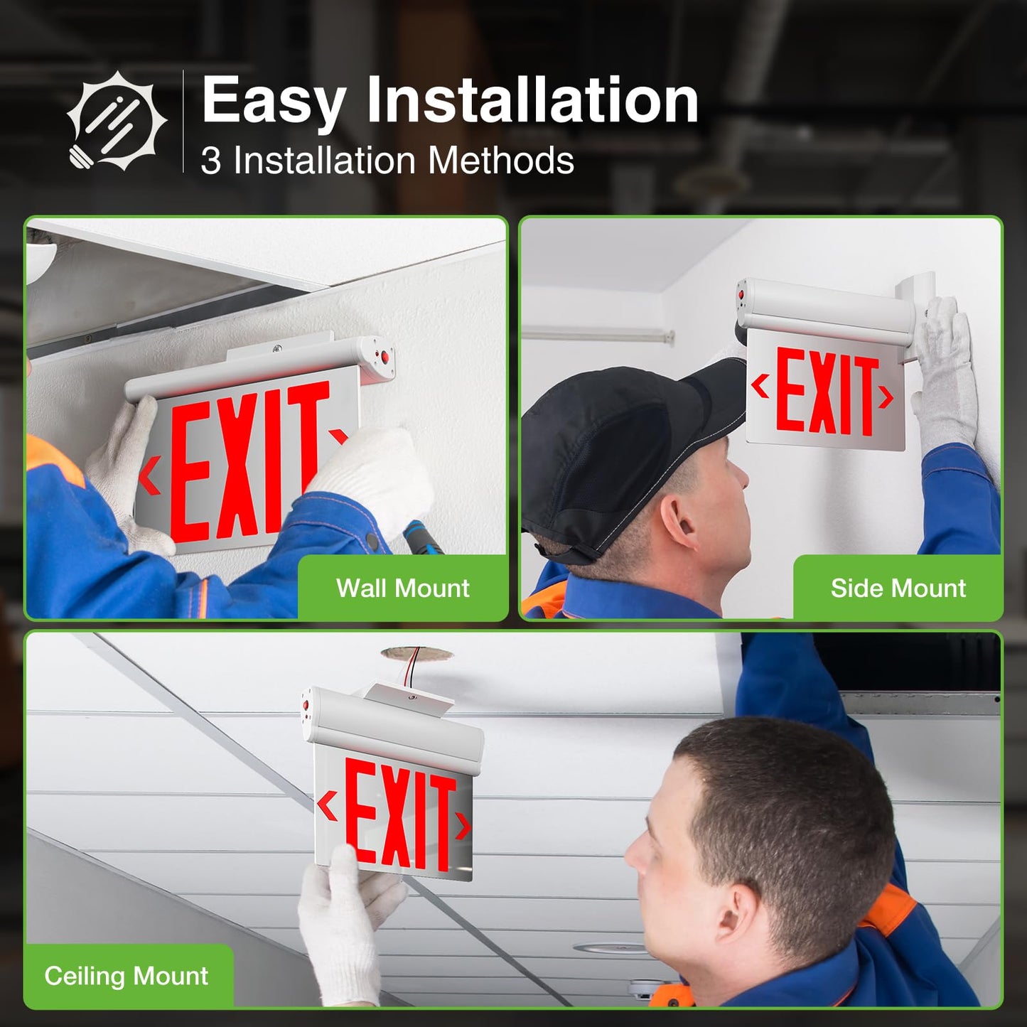 FREELICHT 6 Pack Exit Sign with Emergency Lights+2 pack Commercial Exit Sign