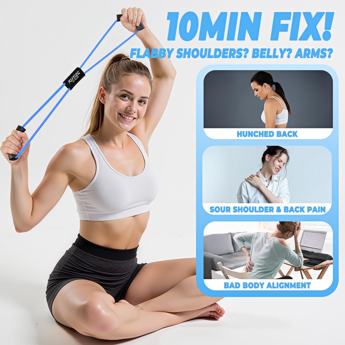 KUTIZE Resistance Bands with Handles, Figure 8 Resistance Bands for Women Men, 8 Shaped Exercise Bands for Arm, Chest, Shoulder & Back Workout, Home Gym Equipment for Yoga, Pilates, Physical Therapy