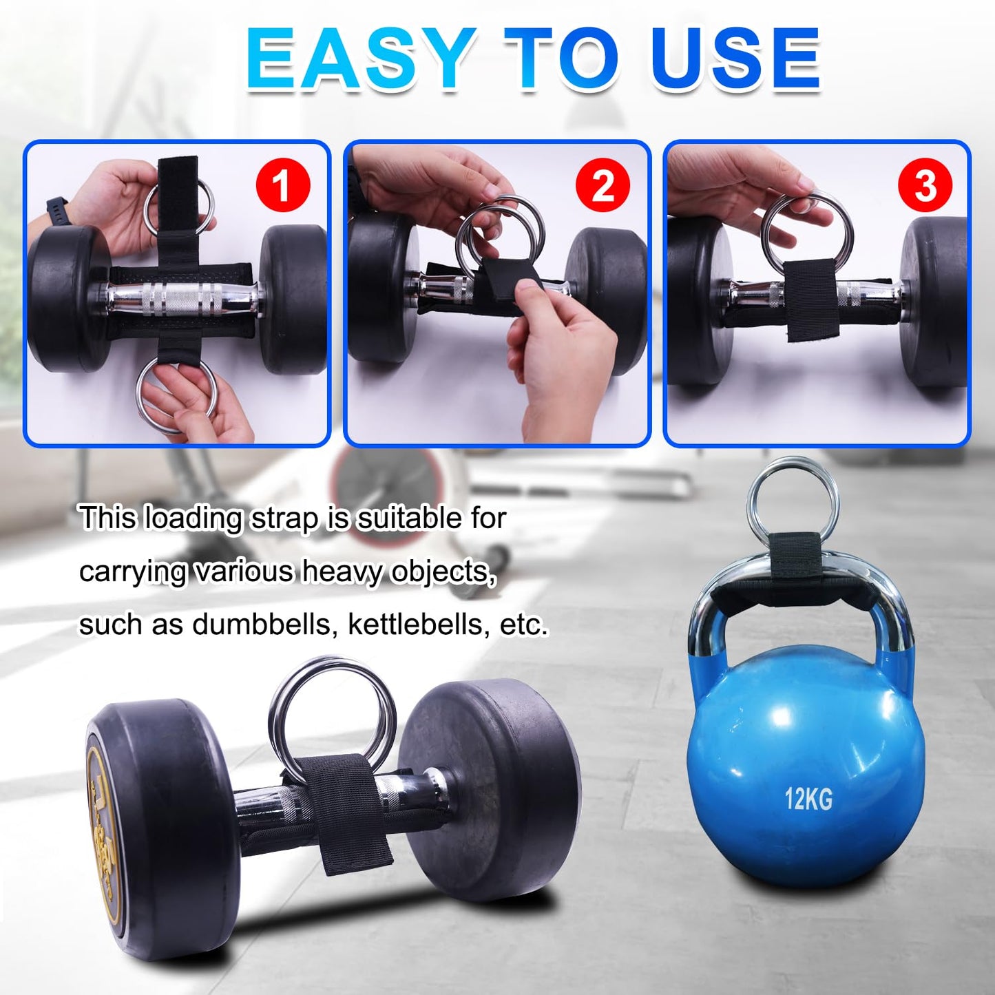 J Bryant Loading Dumbbells Strap for Dip Belt Squat Pull-up,Load Dumbbells Kettlebells on Barbells Weightlifting Accessory 1 piece(L)