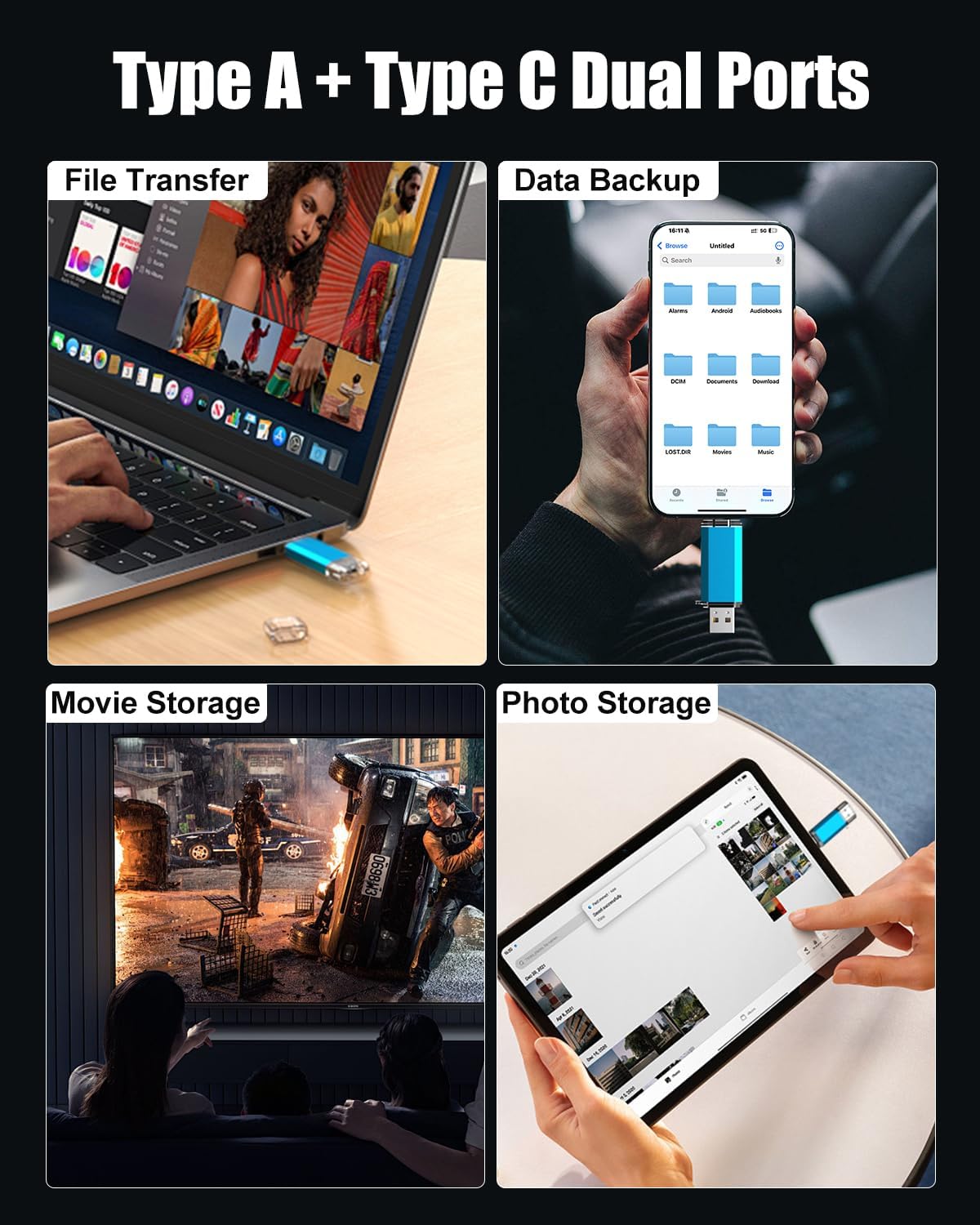 KOOTION 256GB 2 1 3.0/Type USB C Flash Drive in OTG USB C Thumb Drive Dual Drive USB C Memory Stick for Smartphone