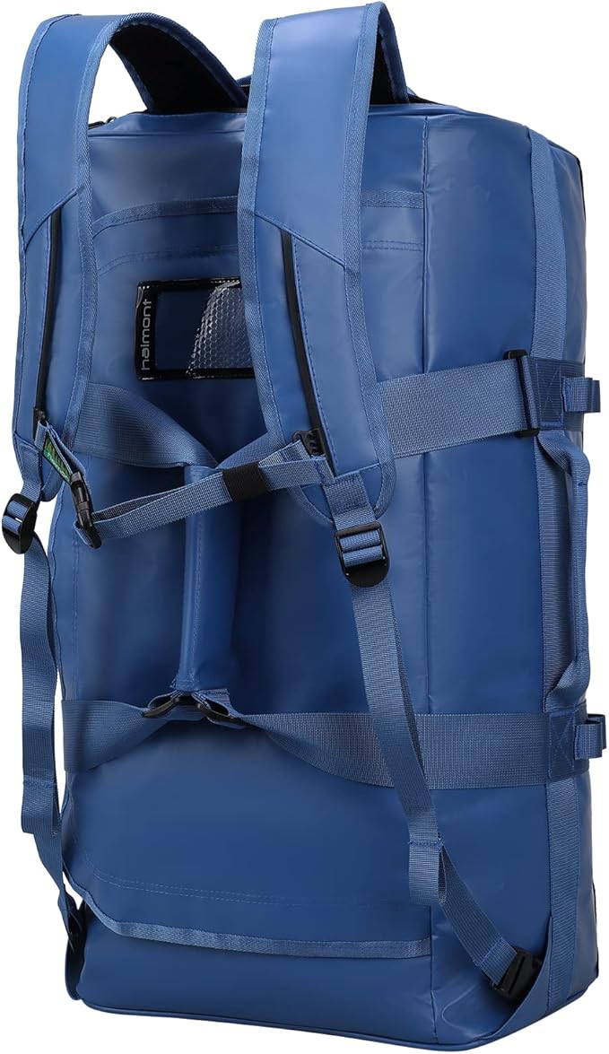 Haimont Large Duffel Backpack Sports Bag Convertible Duffle Bag with Backpack Straps for Travel, Gym, Weekender, Water Resistant, Blue, 60L