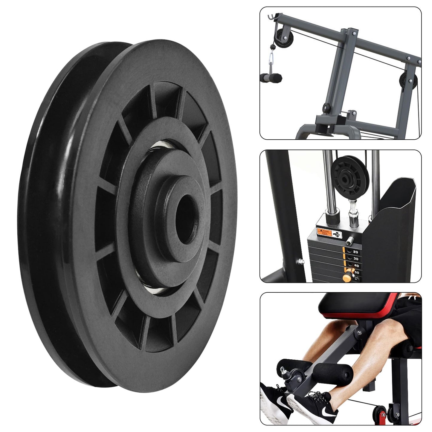 Topfinder Pulley 78 mm, pulley for ropes, pulleys with ball bearings, pulley, replacement parts, fitness equipment, power station wheels, 2 pieces