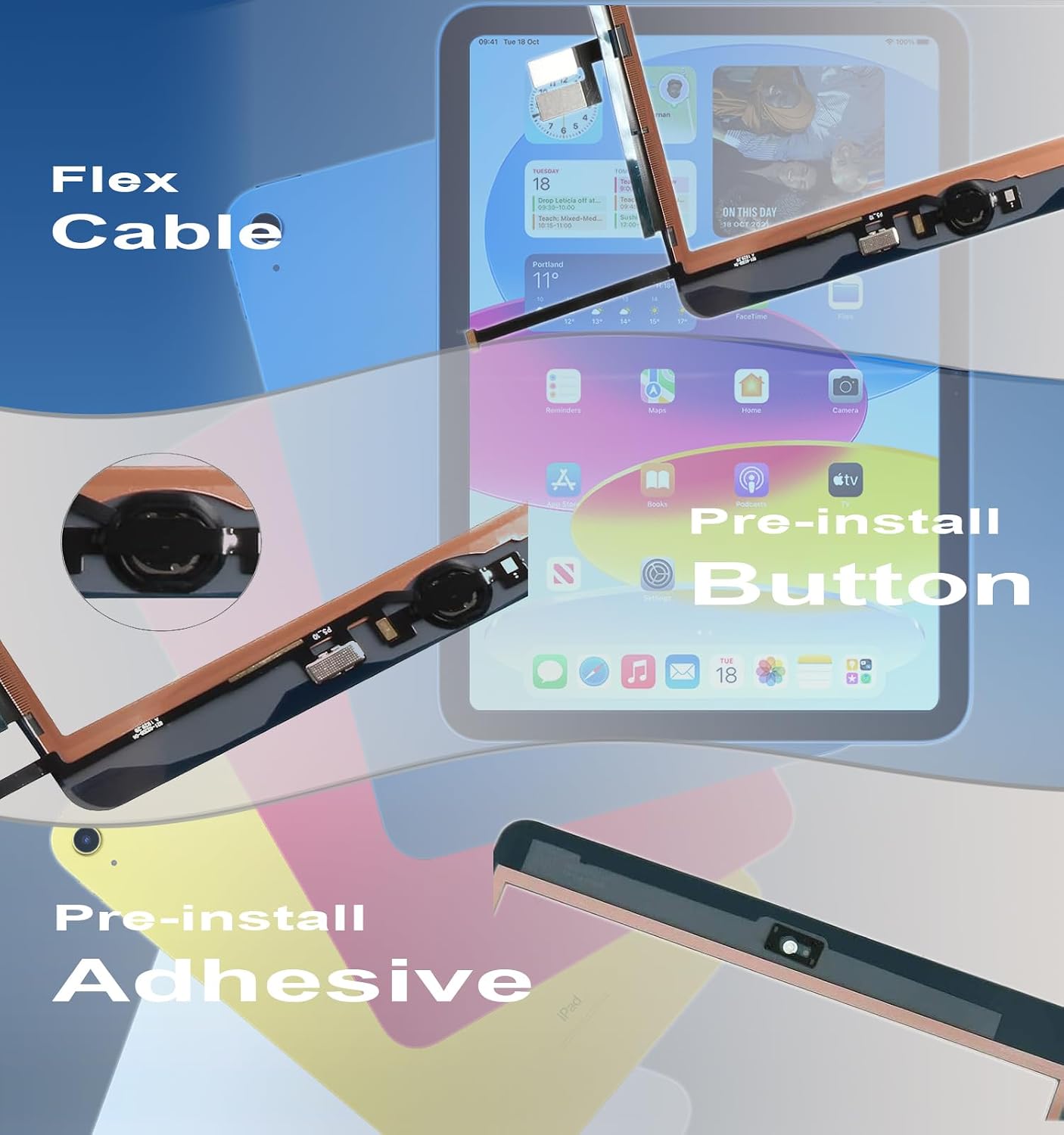 10th (10 2022) /A16 (2025) A2696 A2757 A2777 A3162 |A3354 A3355 A3356 10.9" for iPad Generation Gen Screen Repair