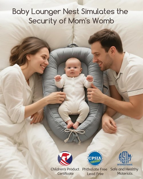 Baby Lounger - Pure Cotton Infant Lounger for Newborns 0-24 Months | Breathable & Portable Baby Nest