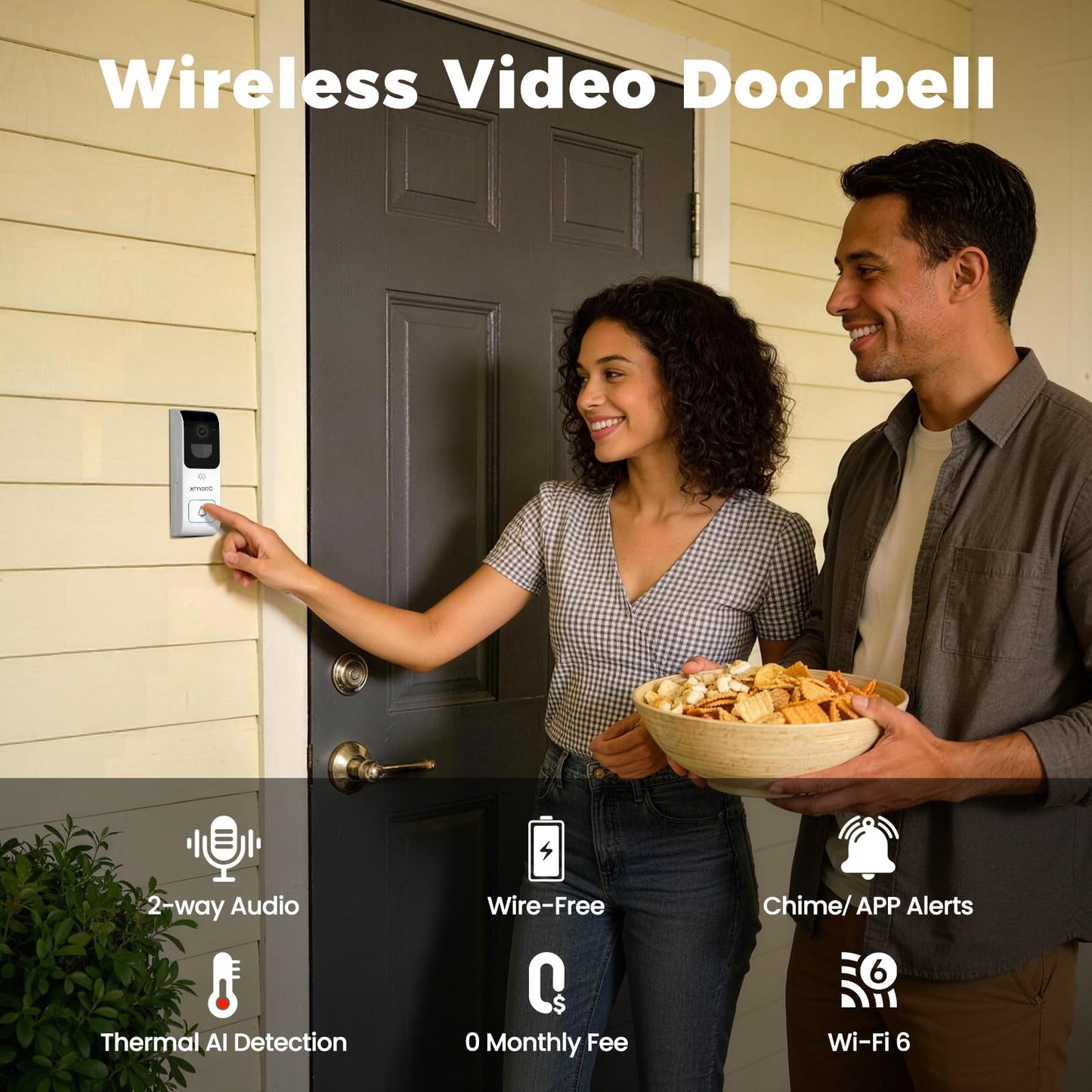 [Doorbell + 4-CAM] XMARTO 6MP Tri-Lens Wireless Security Camera & Smart Doorbell Set, 4Pcs 3-View 360°PTZ AI Tracking Cam & 16CH 4K WiFi6 NVR (1TB HDD) & 2.4G/5G Dual Band Doorbell, No Monthly Fee