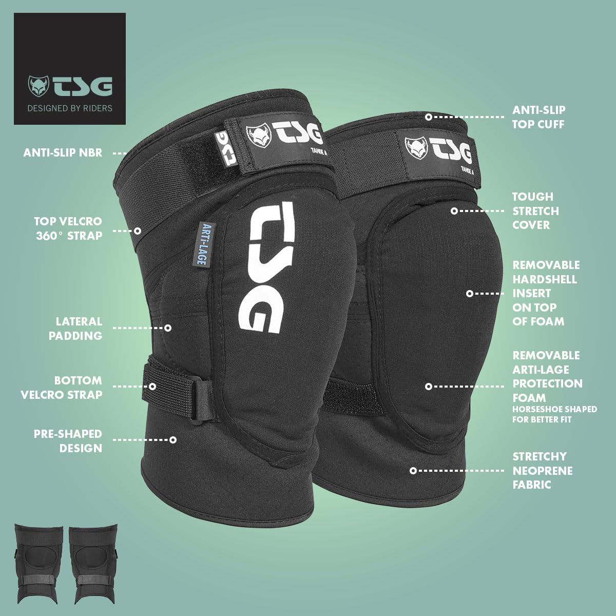 TSG Kneeguard Tahoe A Protective MTB Knee Pad, Amplified Soft Shell, ACF Impact Foam, Anti Slip, Pierce Proof, Adults, Biking, Skateboarding, MTB, Downhill, Trail, Mountain, Swiss Design
