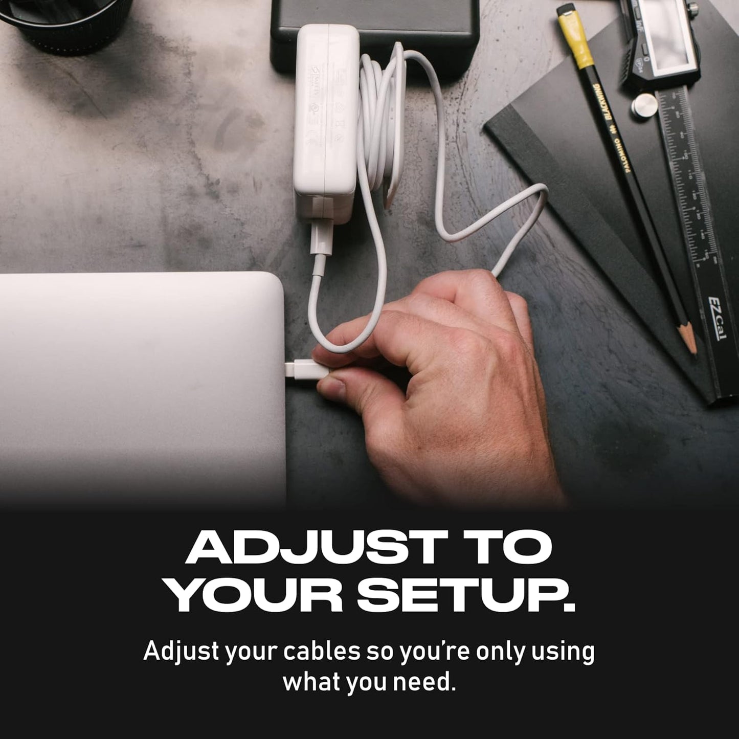 Fuse Reel The Side Kick Collapsible Charger Organizer and Travel Accessory,Usb-c, Compatible with MacBook and PC