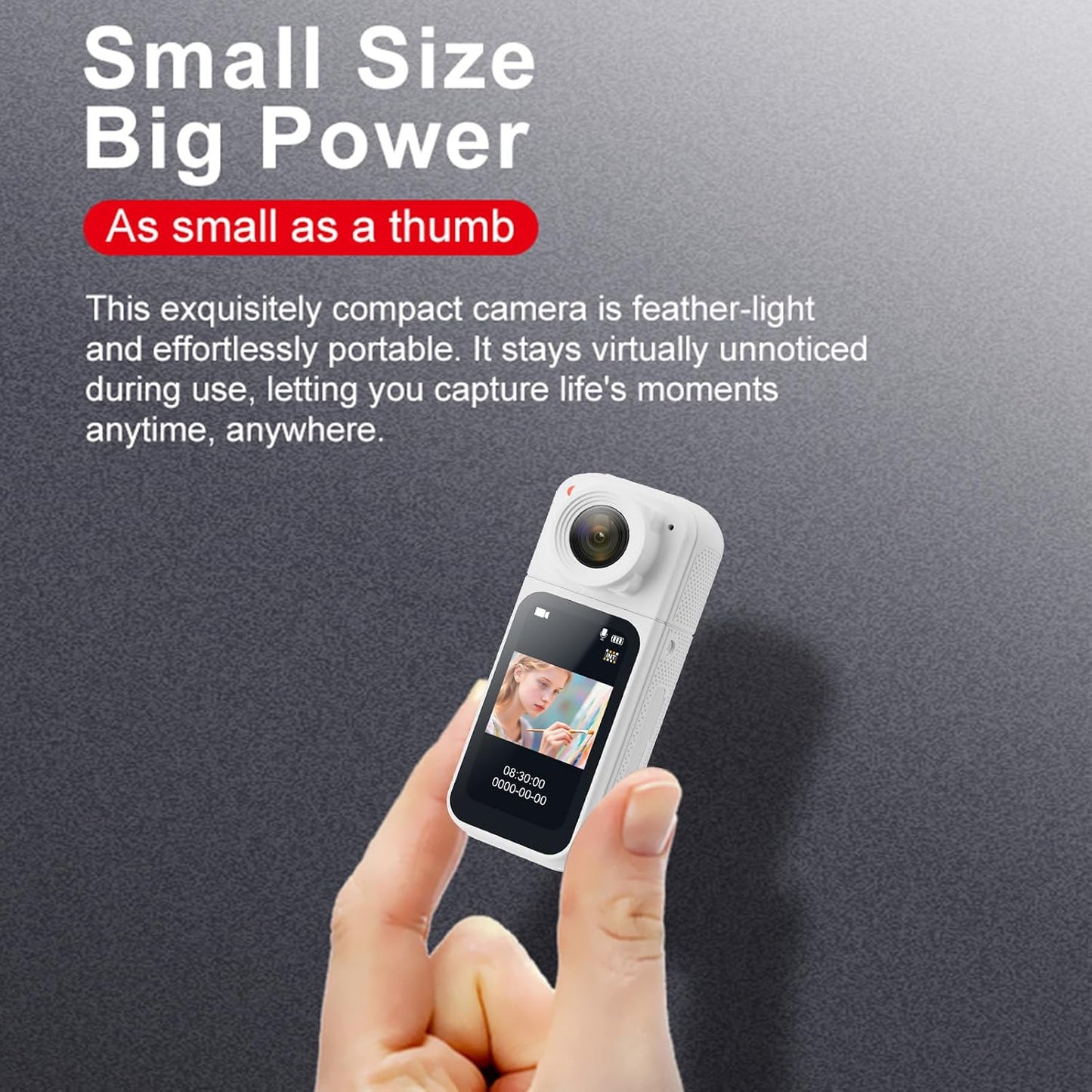 1080P Zyyini Action Camera, Mini Body Wearable Portable Thumb Camera Video Recorder with Magnetic Lanyard, One Click