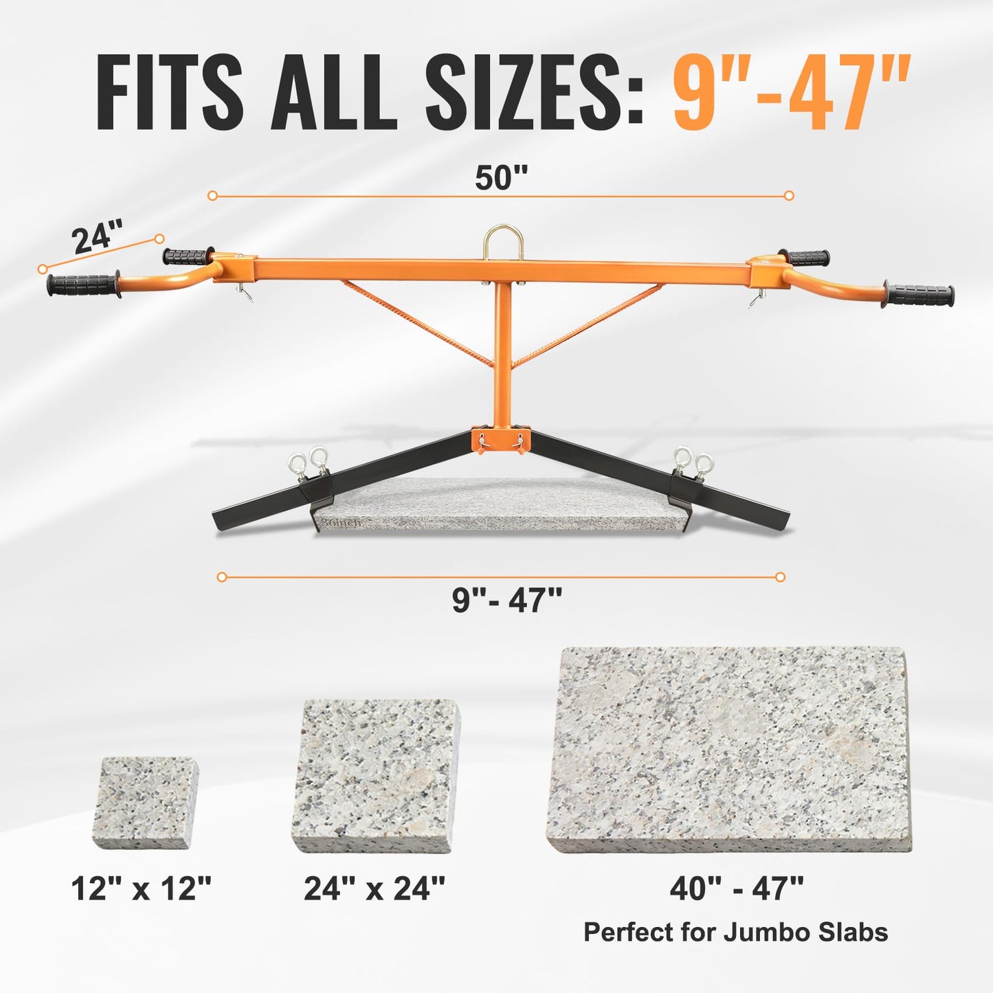 BZ SUN Heavy Duty Paver Slab Lifter, 9" to 47.2" Adjustable Span, 330 lbs Capacity paver lifter, Professional Paving Extractor Tool with 0.45" Thickened Solid Steel & Bolt-Fixed Safety Design