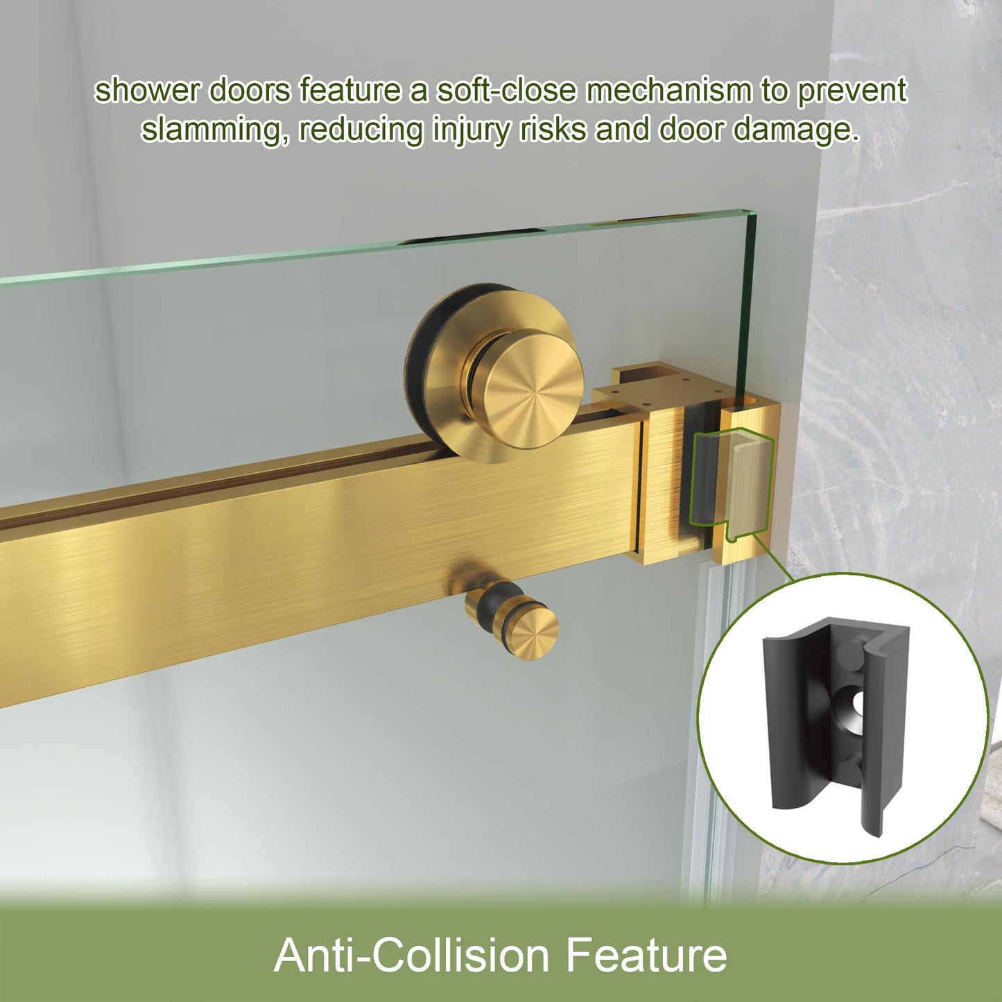 3/8"(10mm) SGCC Tempered Glass, 56-61" W x 72" H Frameless Double Sliding Shower Door, Sliding Glass Shower Door for Walk-in Bathroom with Easy Clean Coating & Stainless Steel Hardware (Brushed Gold)