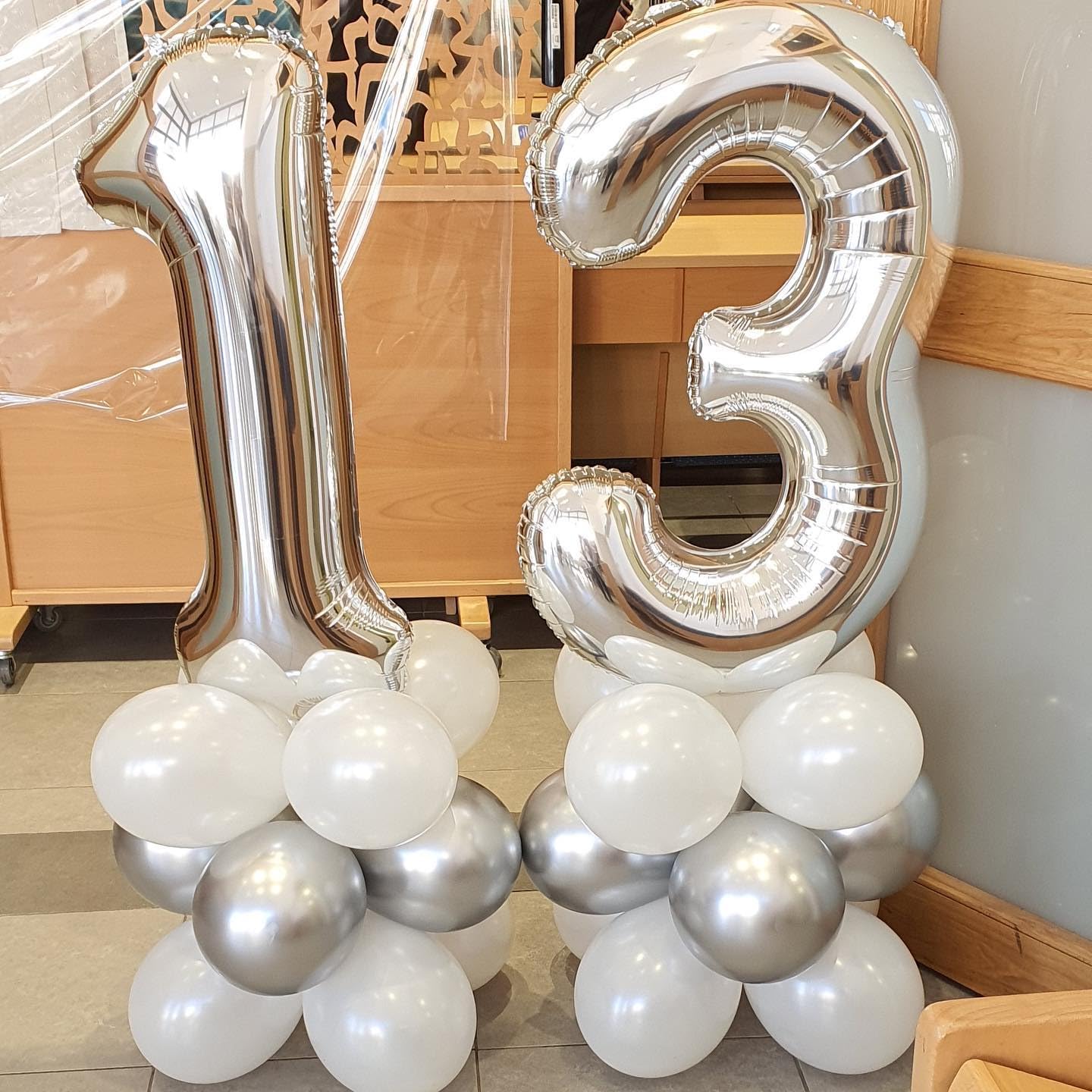 Silver Number 13 Balloon - 40 Inch Metallic Birthday Decoration for Kids' 13th Party