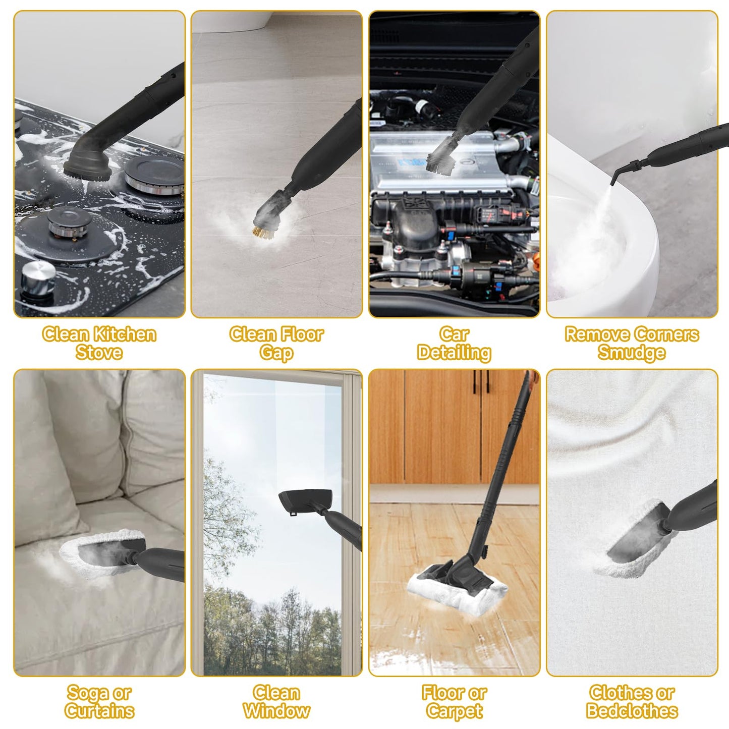Steam Cleaner,Multipurpose Neat Canister Steamer with 27 Accessories, 5 Mins Heating with 1.5L Tank,Rolling Cleaning Machine for Carpet, Floors,Windows,Mirrors,Glass and Cars (White3)