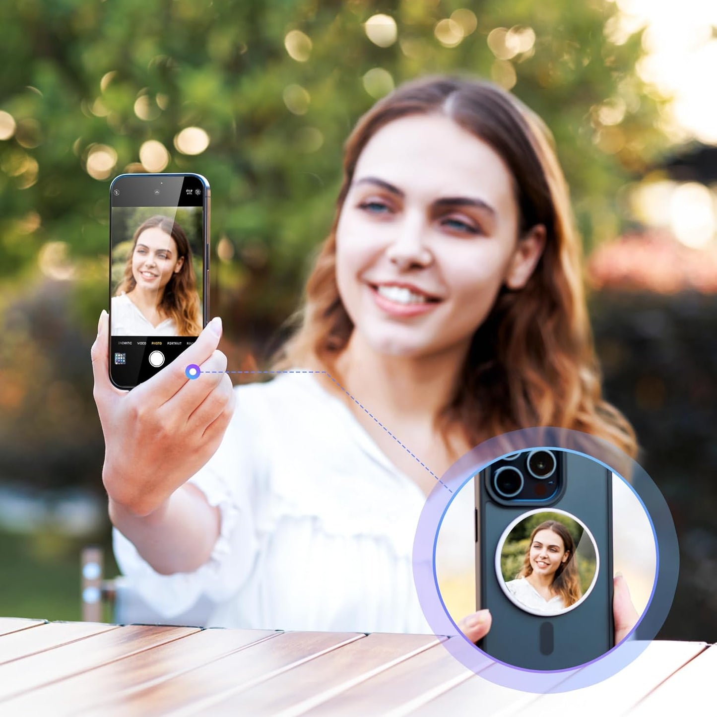 2.2" 17 16 15 14 13 Magnetic Selfie Mirror for Back Camera,Slim Phone Convex Mirror for Magsafe Compatible with iPhone