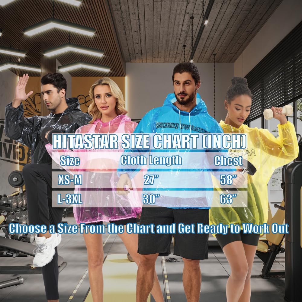 HITASTAR Sauna Pullovers Sauna Suit for Women & Men Sweat Suits Workout Shirt Long Sleeve Sweat Suits with Hood Black 1PCS Plus
