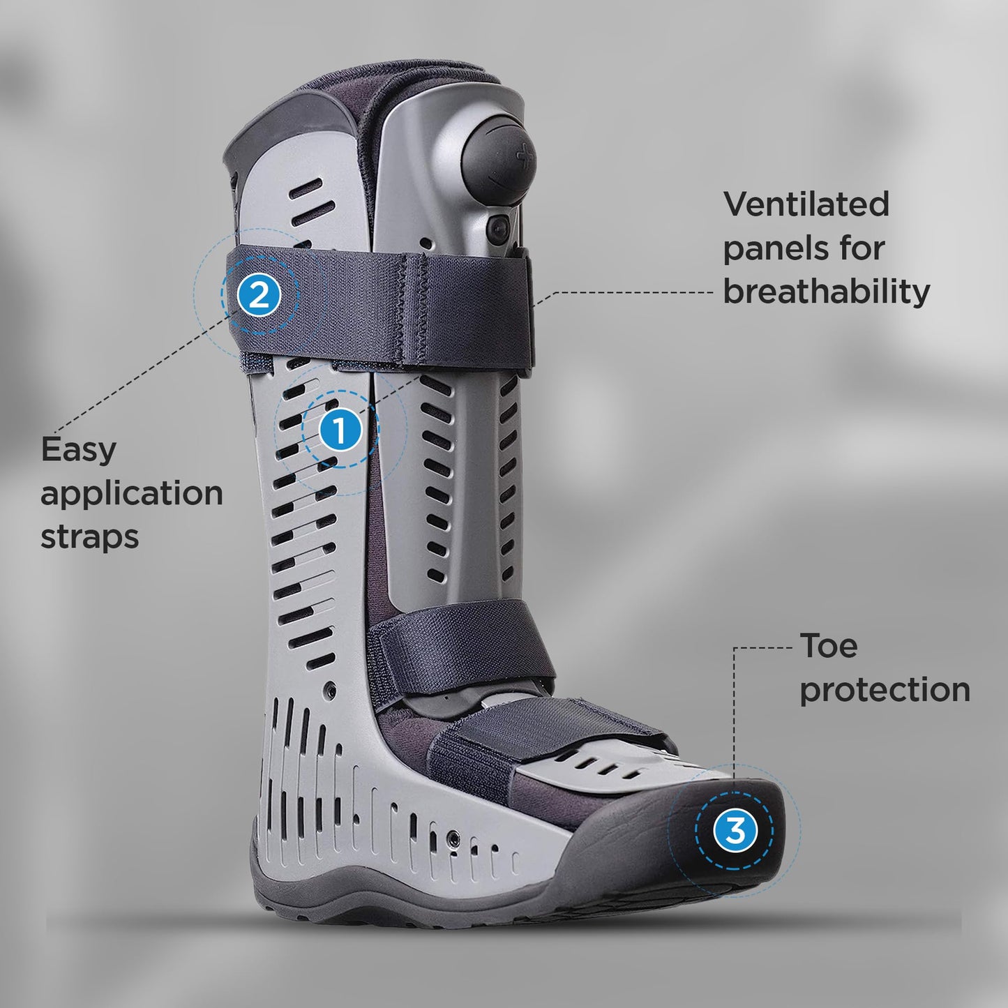 Ossur Rebound Air Walker Boot with Compression Adjustable Comfortable Straps & Air Pump Rocker Bottom | For Ankle Sprains, Stable Fractures, Tendon Sprains, & Post-Operative Rehab | (High Top, S)