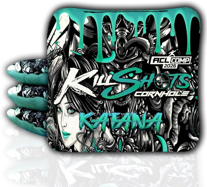 Killshots Cornhole | Katana Series | Limited Edition | ACL Certified Cornhole Bags | Premium Quality | Dual-Speed | Durable & Weather Resistant | Set of 4 Bags