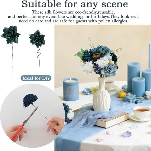 Idyllic Blue Artificial Flower Box - Elegant Wedding Table Centerpiece | Ready-to-Use Party Decor