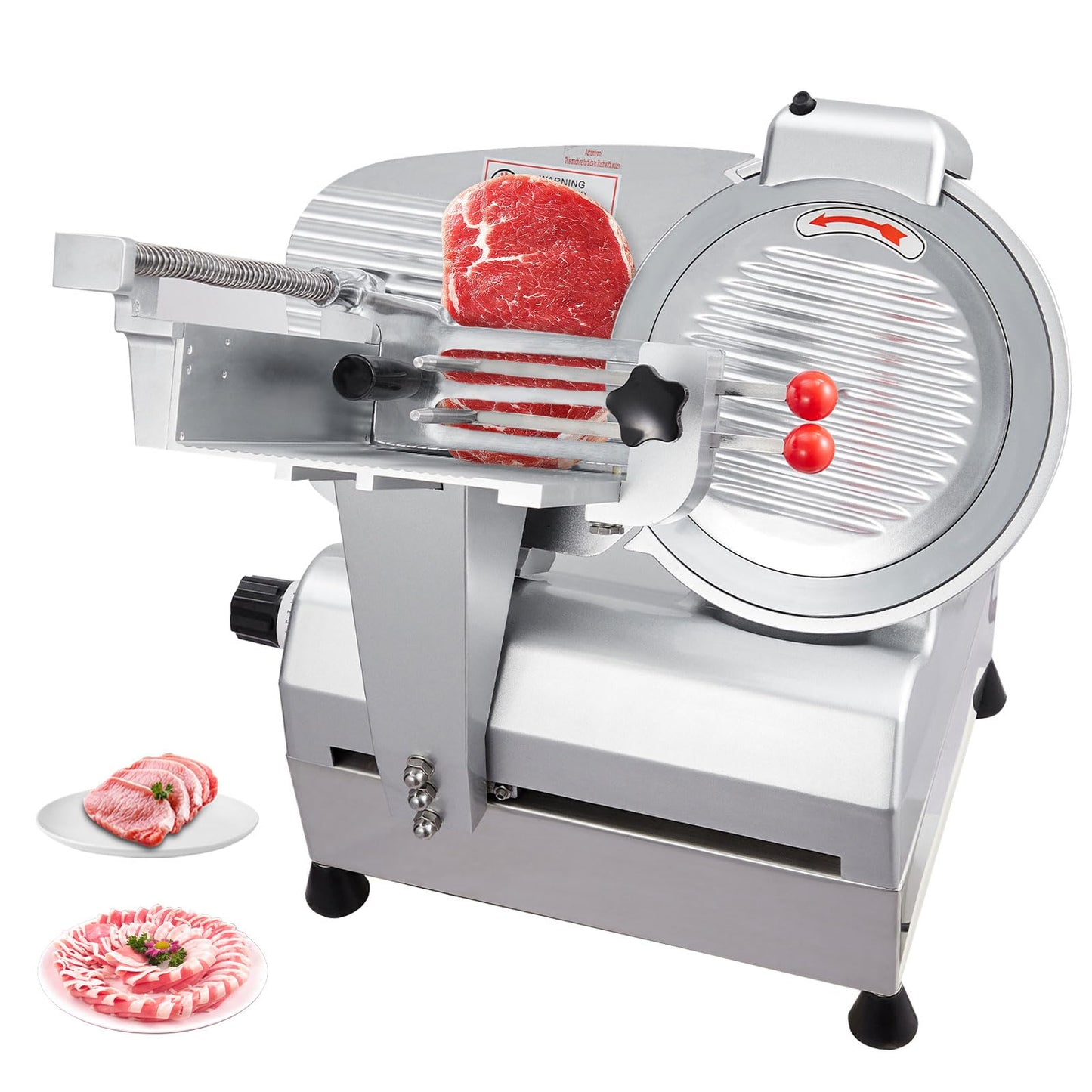 PeacefulHues Electric Food Slicer & Meat Slicer, 800W 12 Inch with Adjustable Thickness 0-18mm, Stainless Steel Blade for Home and Commercial Use