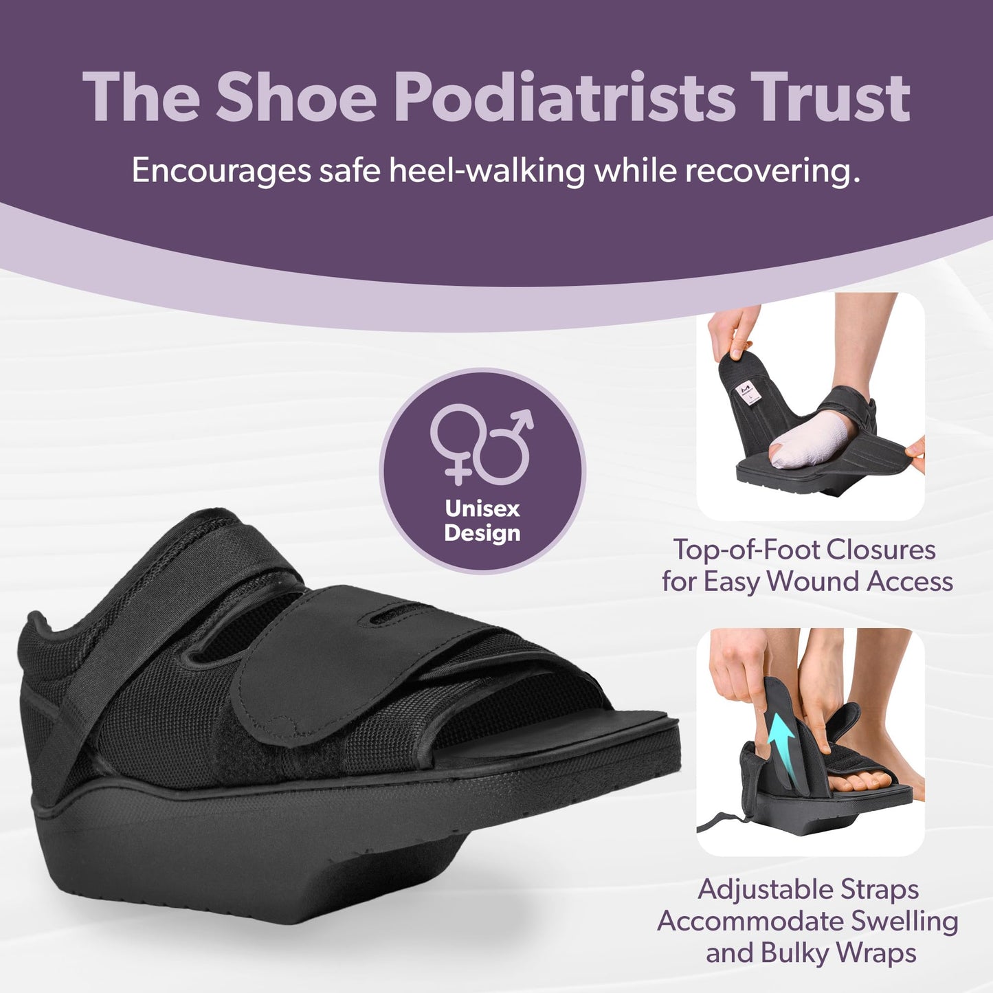 BraceAbility Forefoot Offloading Post-Op Shoe - Non-Weight Bearing Medical Wedge Boot for Diabetic Foot Ulcer, Metatarsal Fracture, Broken Toe, Bunion, Hammer Toe Surgery - Fits Men and Women (L)