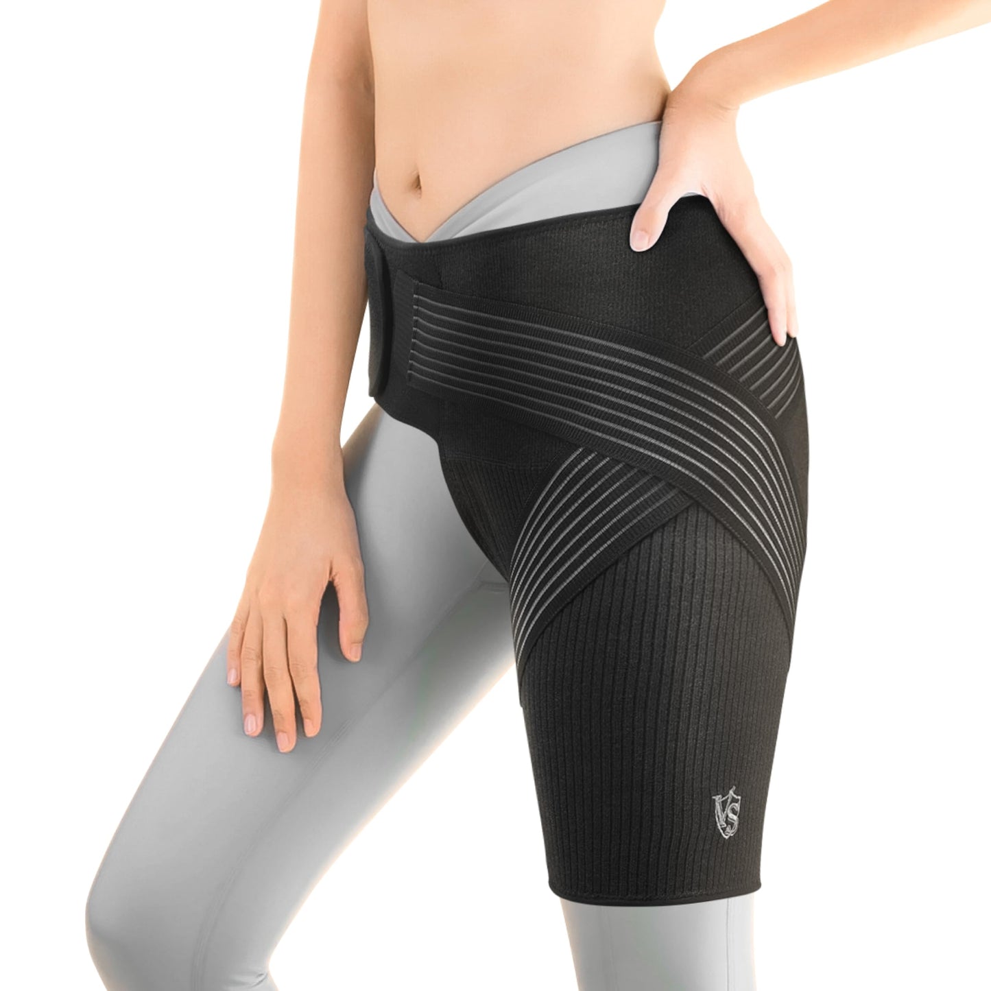 Vital Salveo Graphene Hip Brace for Women & Men – Hip & Thigh Brace with Compression Support for Hip Pain Relief, Adjustable Cross Strap for Sports, Walking & Daily Wear (1 PC) - Large