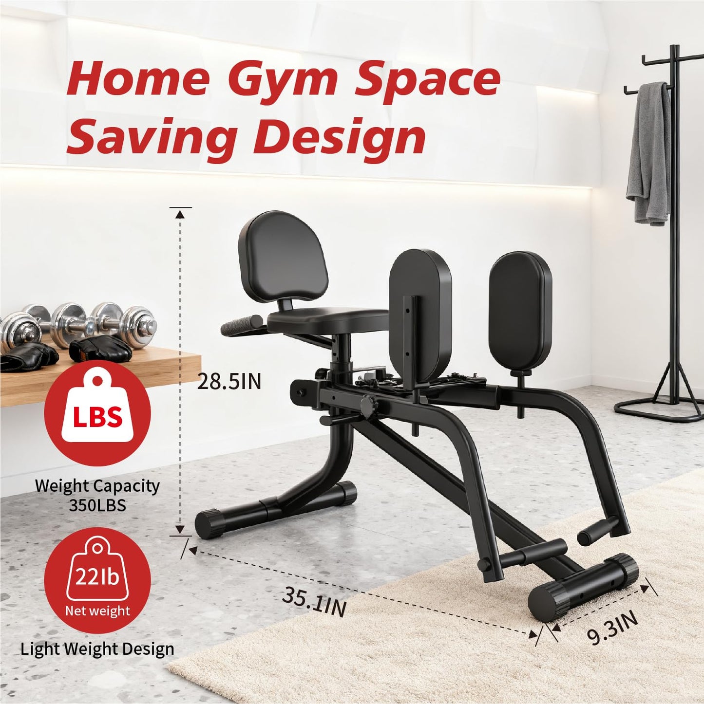 Hip Adduction Abduction Machine by SEWD – Home Gym Inner/Outer Thigh Trainer for Strength Training, Two in One Compact Glute & Thigh Workout Equipment. (Resistance Cord)