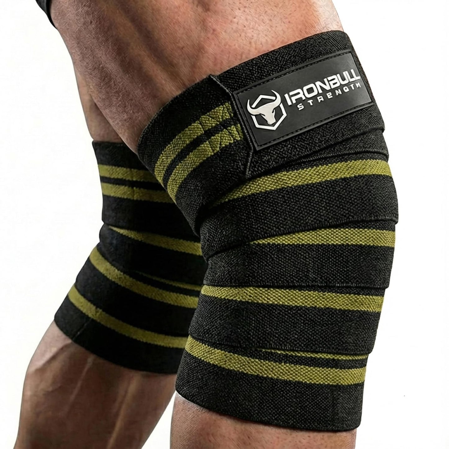 Knee Wraps for Weightlifting - 80" Elastic Knee Straps for Squats and Weight Lifting - Lifting Knee Wraps for Strength & Compression Wrap - Knee Support for Squatting, Powerlifting, Gym (Black/Green)