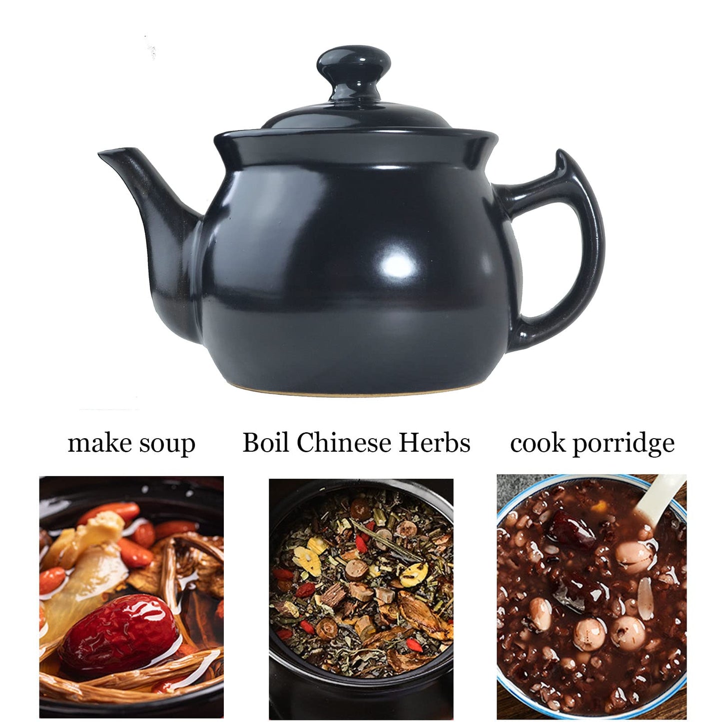 Spodumene Porcelain Teapot 1.8qt China Casserole with Lid Ceramic Kettle Tea Pot for Stovetop Oven Safe