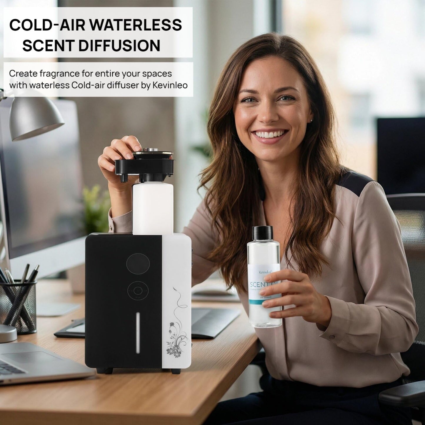 Kevinleo 7500 Sq Ft Commercial Scent Machine for Home, HVAC Cold Air Diffuser System, 800ml Waterless Fragrance Nebulizer for Large Space Hotel Lobby Gym Spa, Smart WiFi Bluetooth App Control (KS2000)