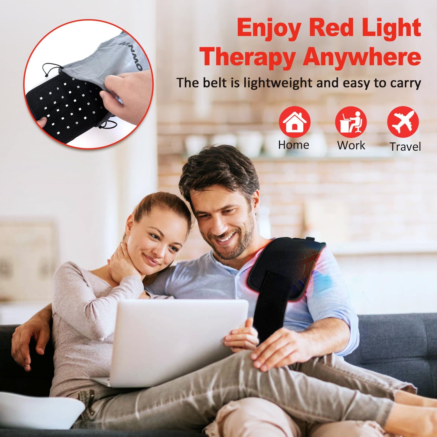 Red Light Therapy for Body, 660nm 850nm Infrared Light Therapy Pad, Wearable Wrap with Timer Remote Control for Back Shoulder Waist Knee, Infrared Light Device Home Use, 12.4'' x 5.7'' Large Area