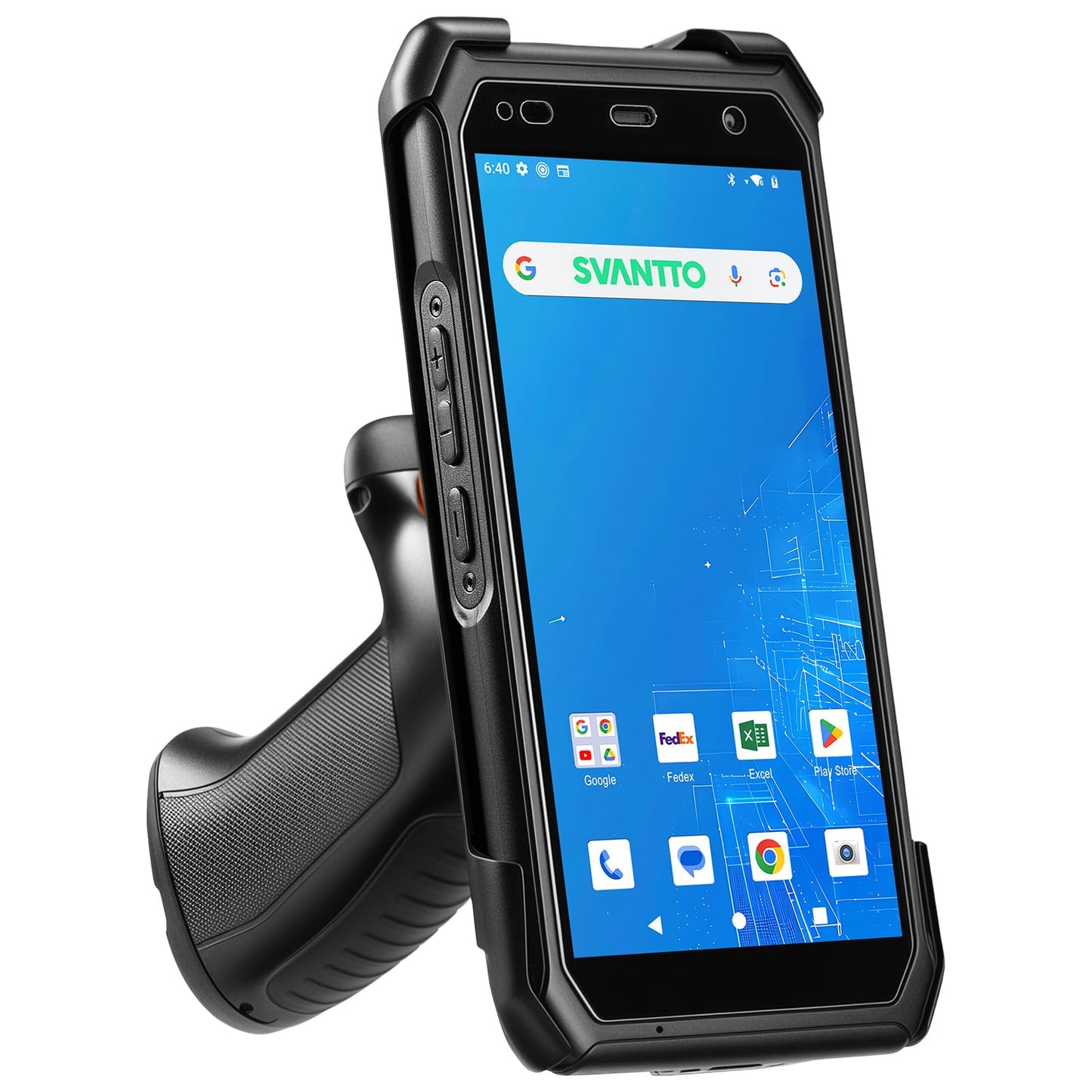 SVANTTO Android 13 Barcode Scanner with Pistol Grip, 1D/2D/QR Bar Code Scan Engine, 4+64GB, Bluetooth 5.1, Wi-Fi 6, 4G LTE, NFC, 5000mAh Big Battery 5.5" Handheld Rugged PDA Scanner for WMS Management