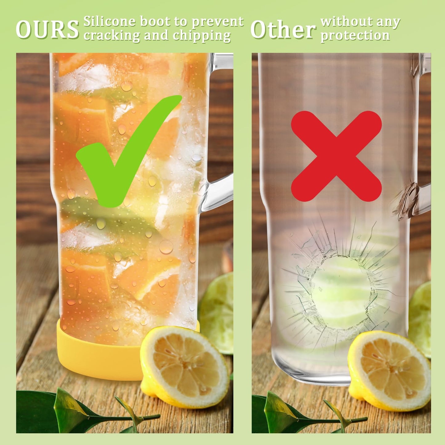 Glass Cups with Lids Straws 2Pack 24oz Mason Jar Tumblers Cup with Handle Wide Mouth Iced Coffee Cup Reusable Drinking Glasses Travel Mug for Smoothie Beer Juice Tea Gifts Clear